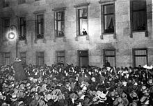 Hitler is greeted by crowds as his position as Chancellor is confirmed.