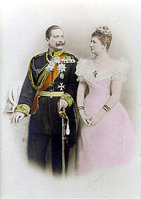 Wilhelm II and his first wife, when times were royal and simple. Her death in 1921 was a crushing blow to Wilhelm, especially as their son Joachim had committed suicide only recently before.