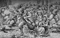 The Ottomans had a history of needlessly massacring the Armenians - here an eyewitness depicts the 1894 massacre of Armenians at Sansum.