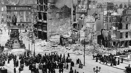 FT5S Easter Rising 1916 aerial shot oconnell bridge.jpg