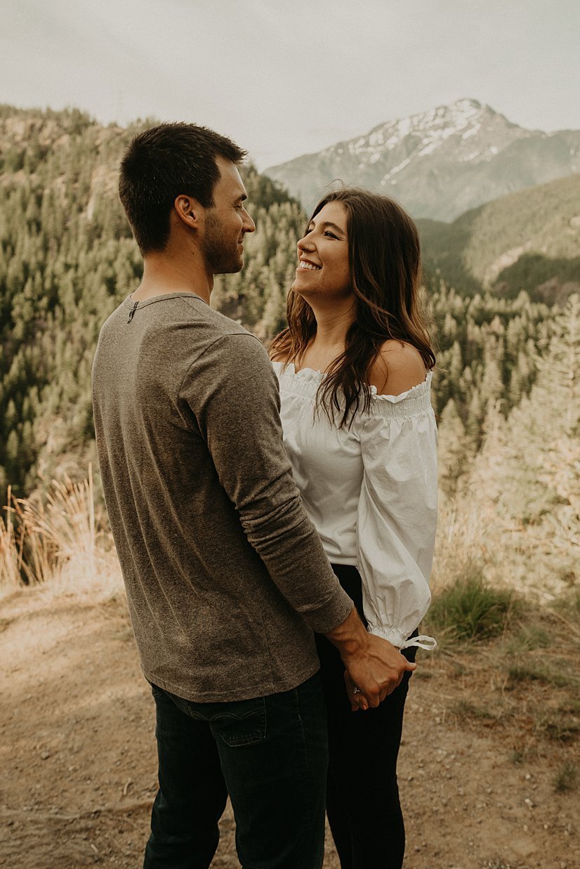  Mountain and forest engagement session in the north cascades 