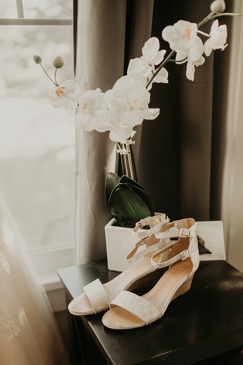  Intimate wedding details shoes and orchids 