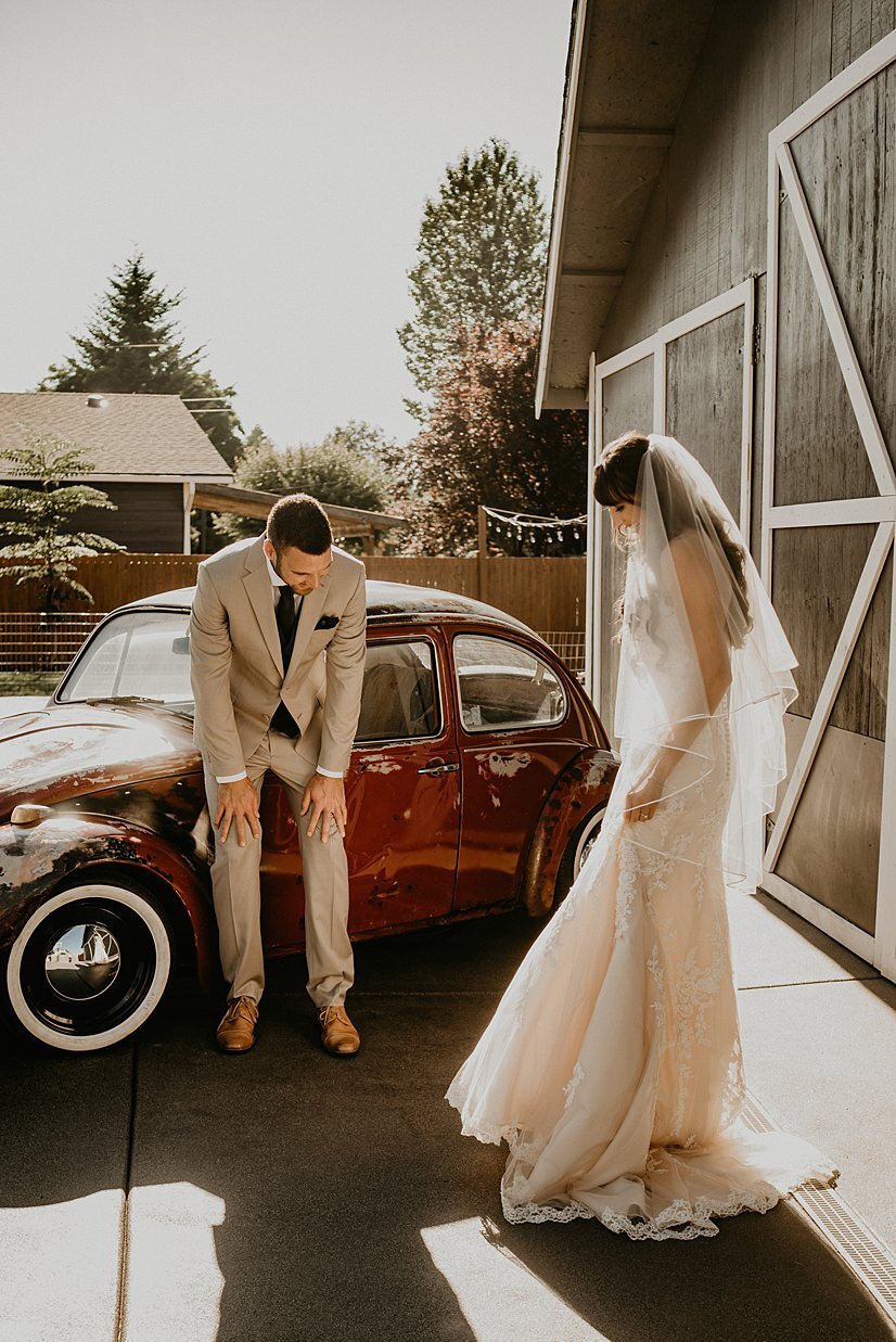  emotional first look with restored Volkswagen bug 