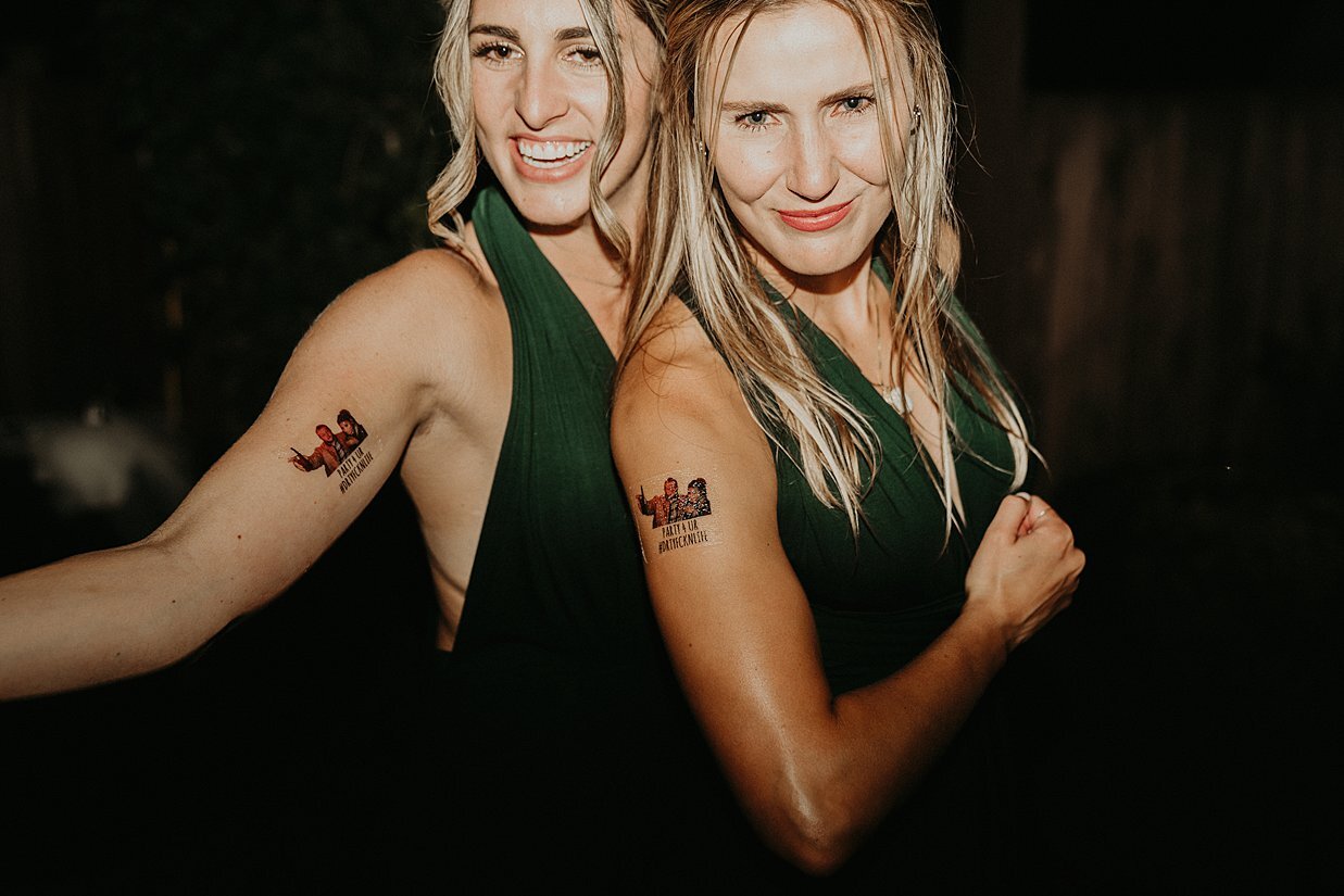  bridesmaids wearing custom temporary tattoos 