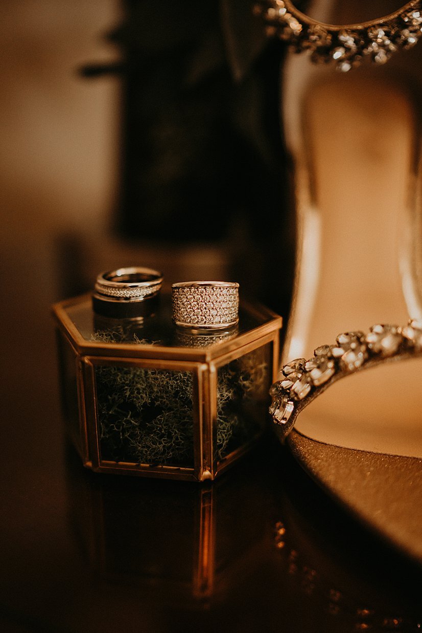  detail shot of rings and shoes from alderbrook resort wedding 