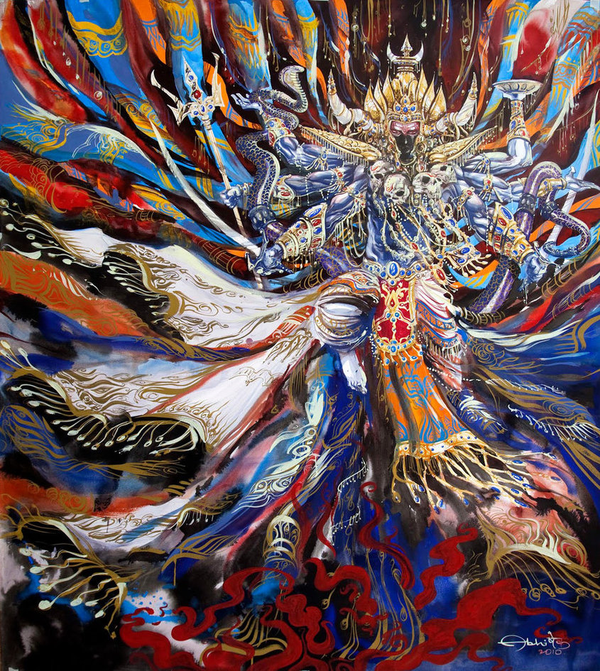 A modern painting of the deity Bhairava, by Tejomaya.