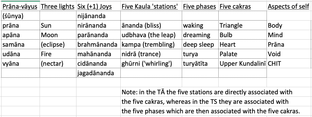 All the homologies (associations) found in Chapter Five.