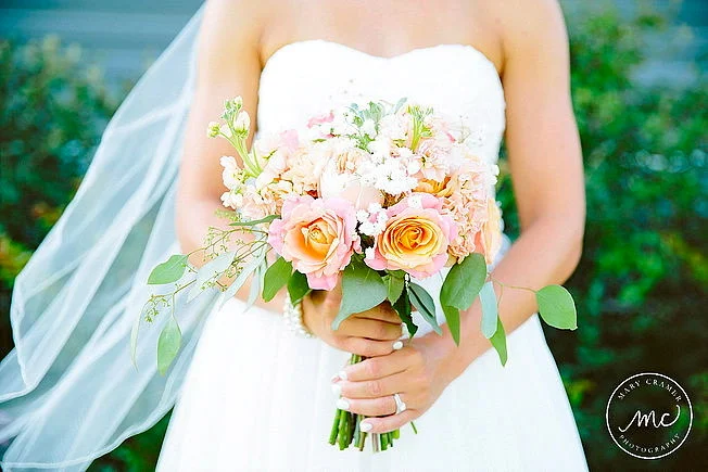 Peach and Mint green with Miss Piggy roses and succulents