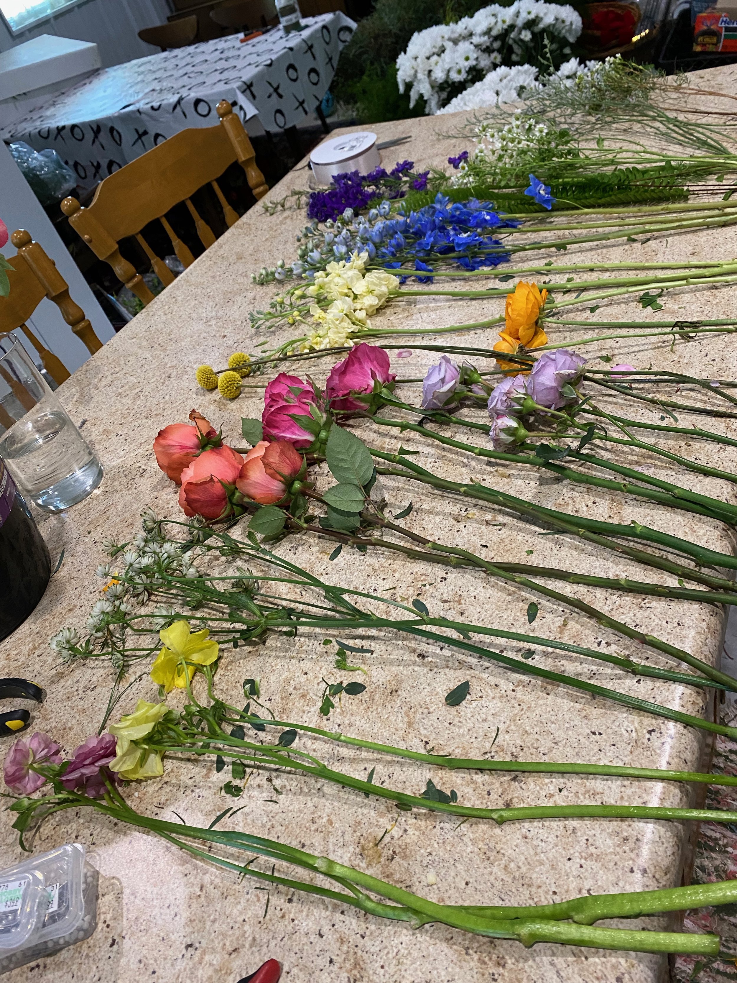 Making the bride's bouquet