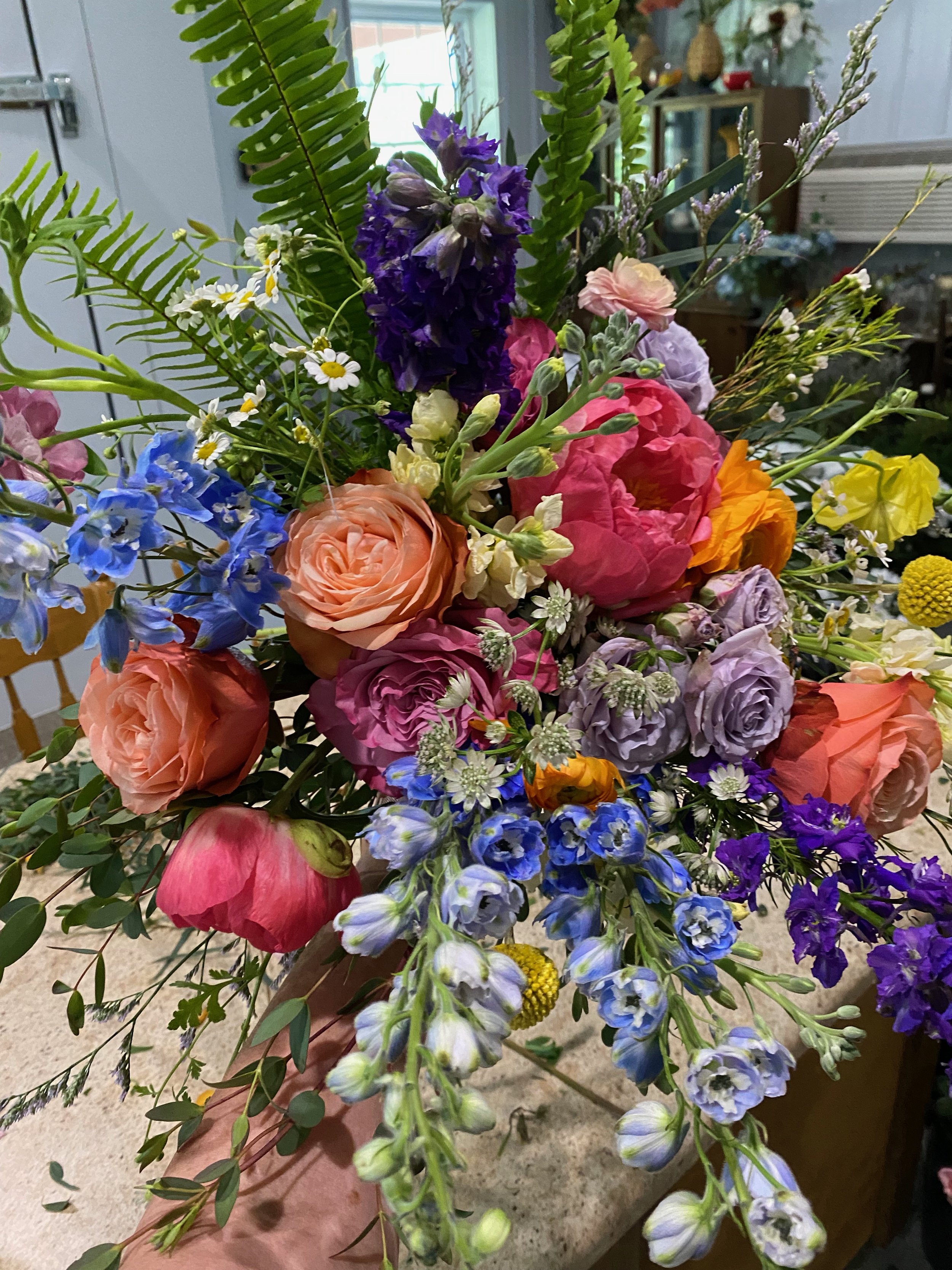 "trying on" Josie's bouquet