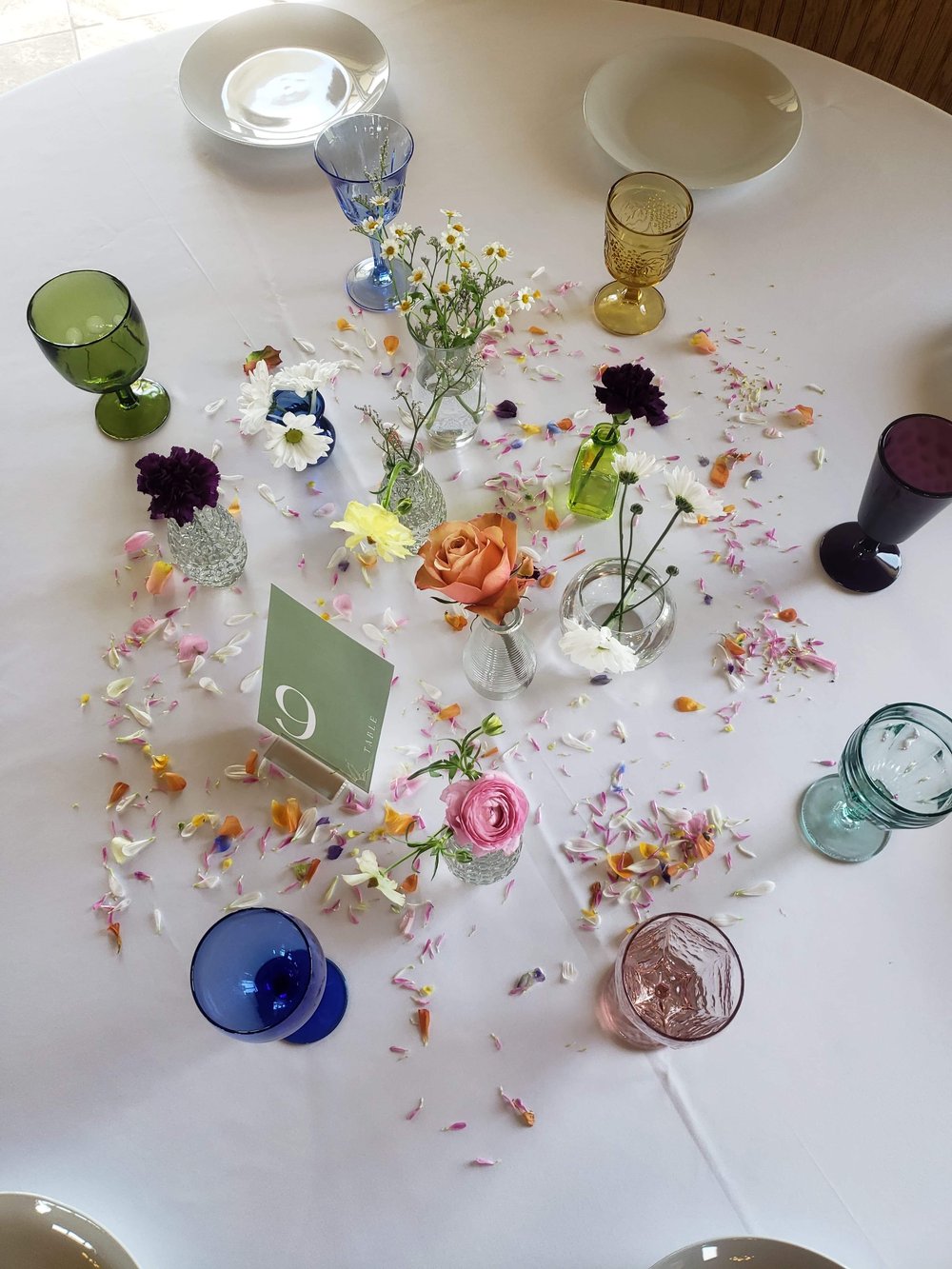 Table Decor with floral confetti