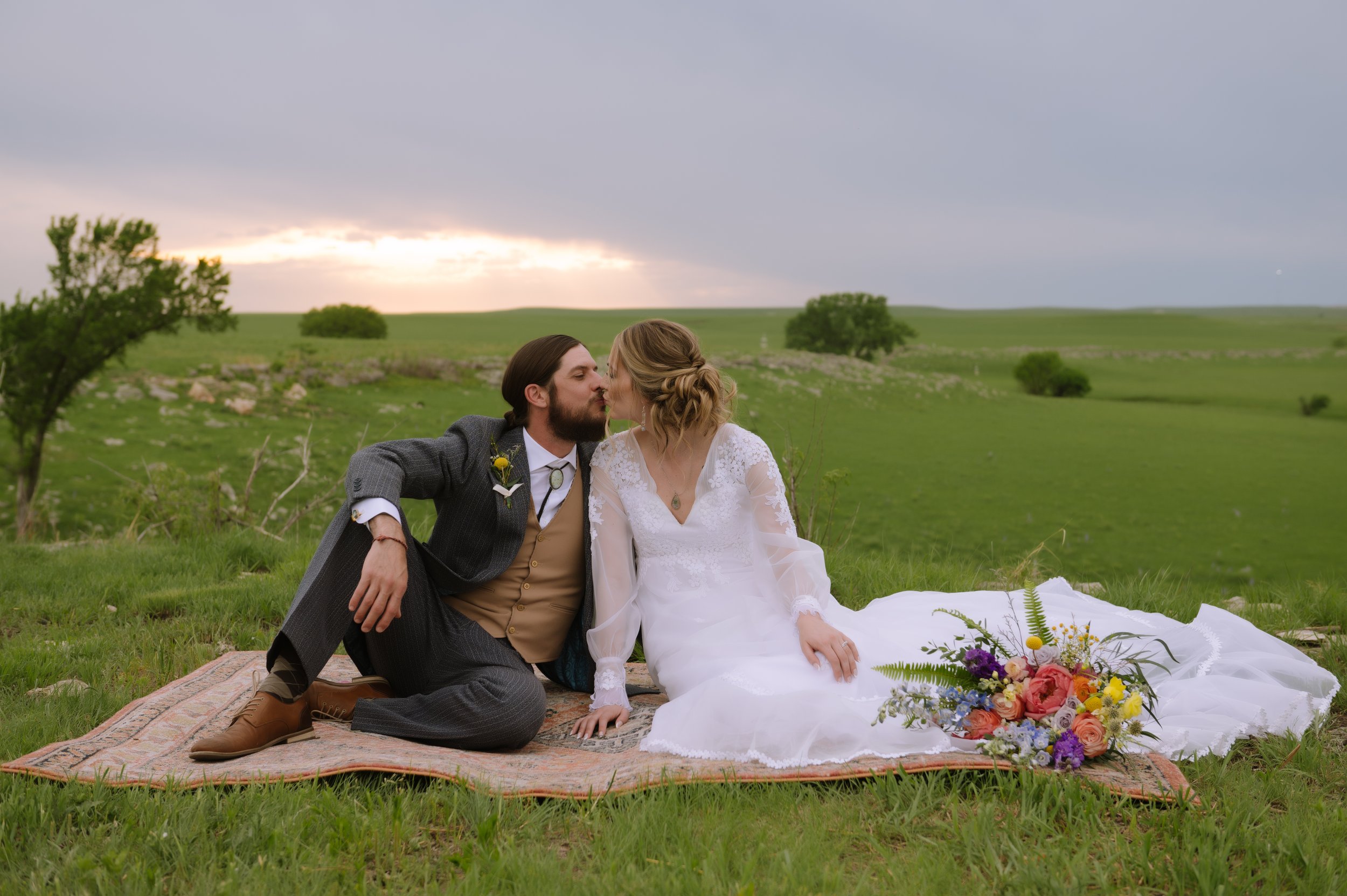 Bride and Groom with bouquet