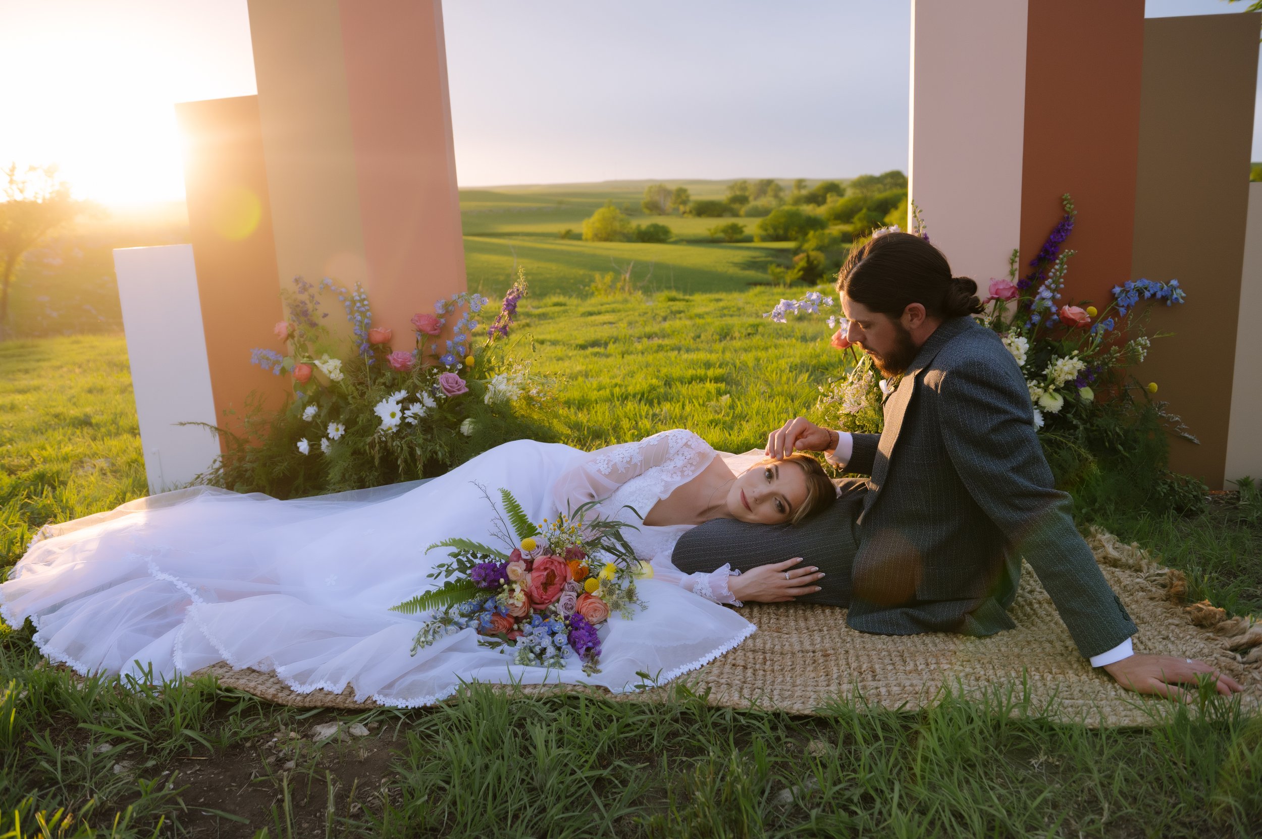 Dreamy sunset and backdrop