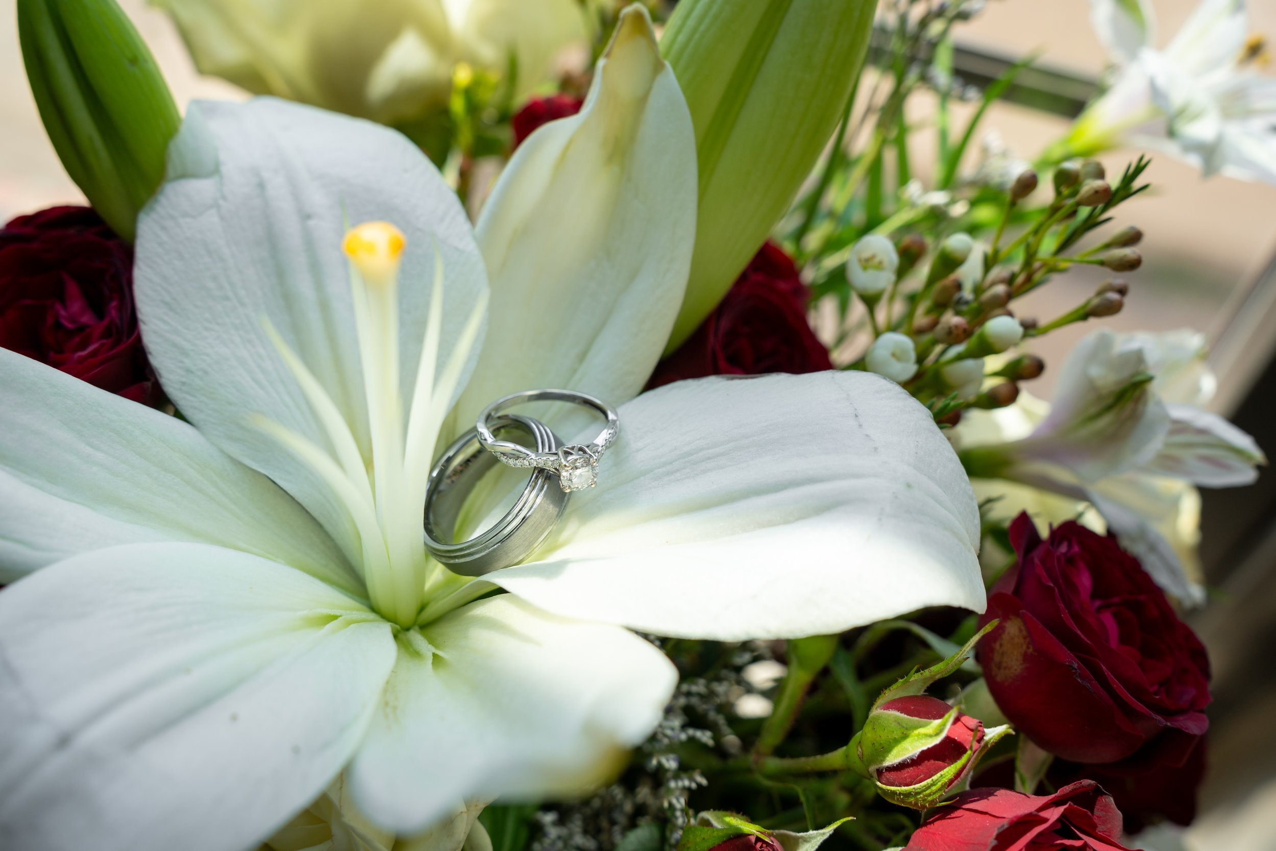 white lily in Catie's bouquet