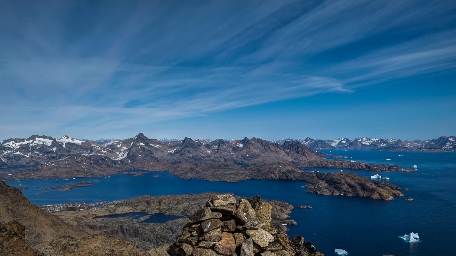 Tasiilaq and fjords from above