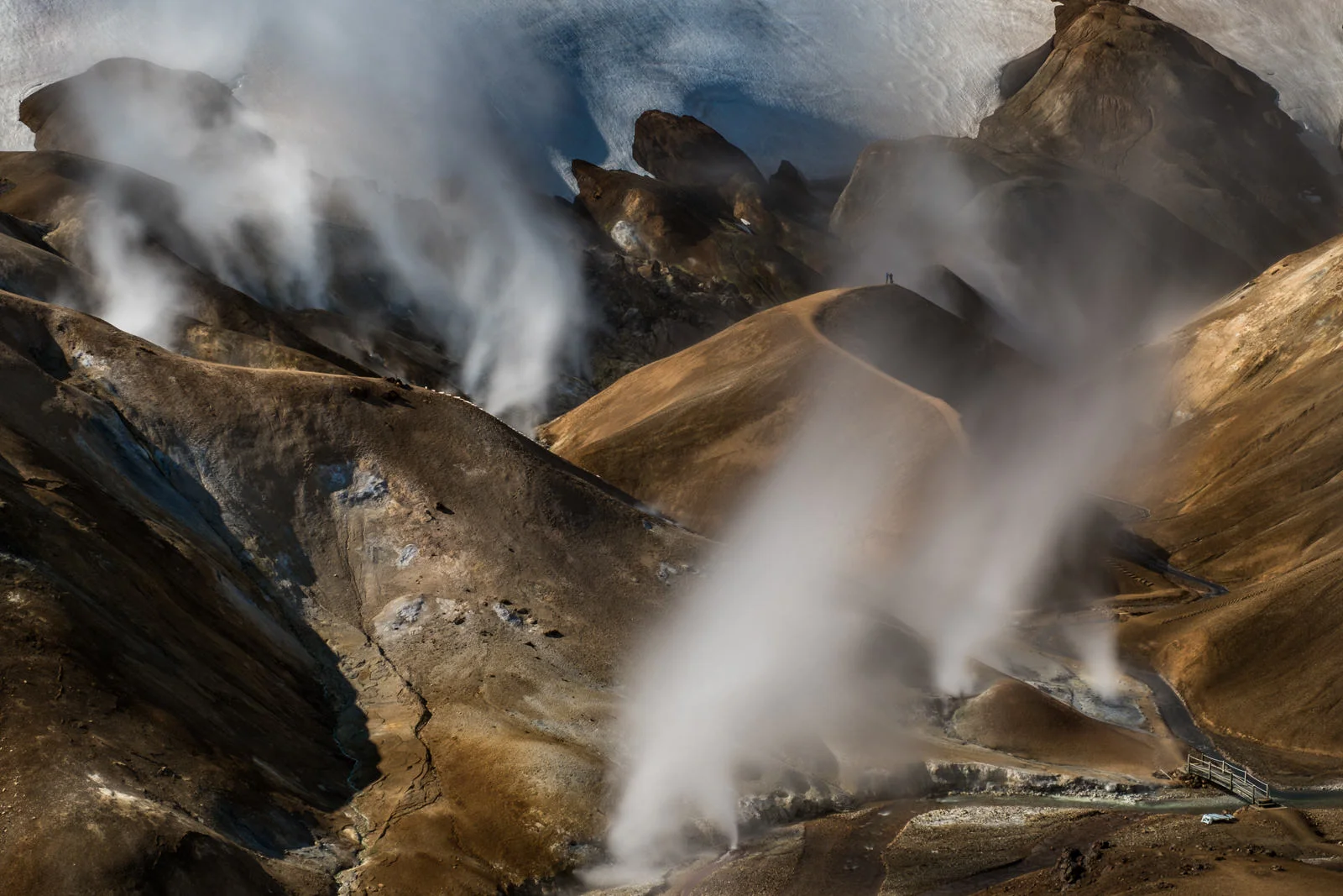 Light and steam and tiny hikers - Kerlingarfjöll. (XF 16-55mm f2.8 at 33mm 13s f11 ISO100)
