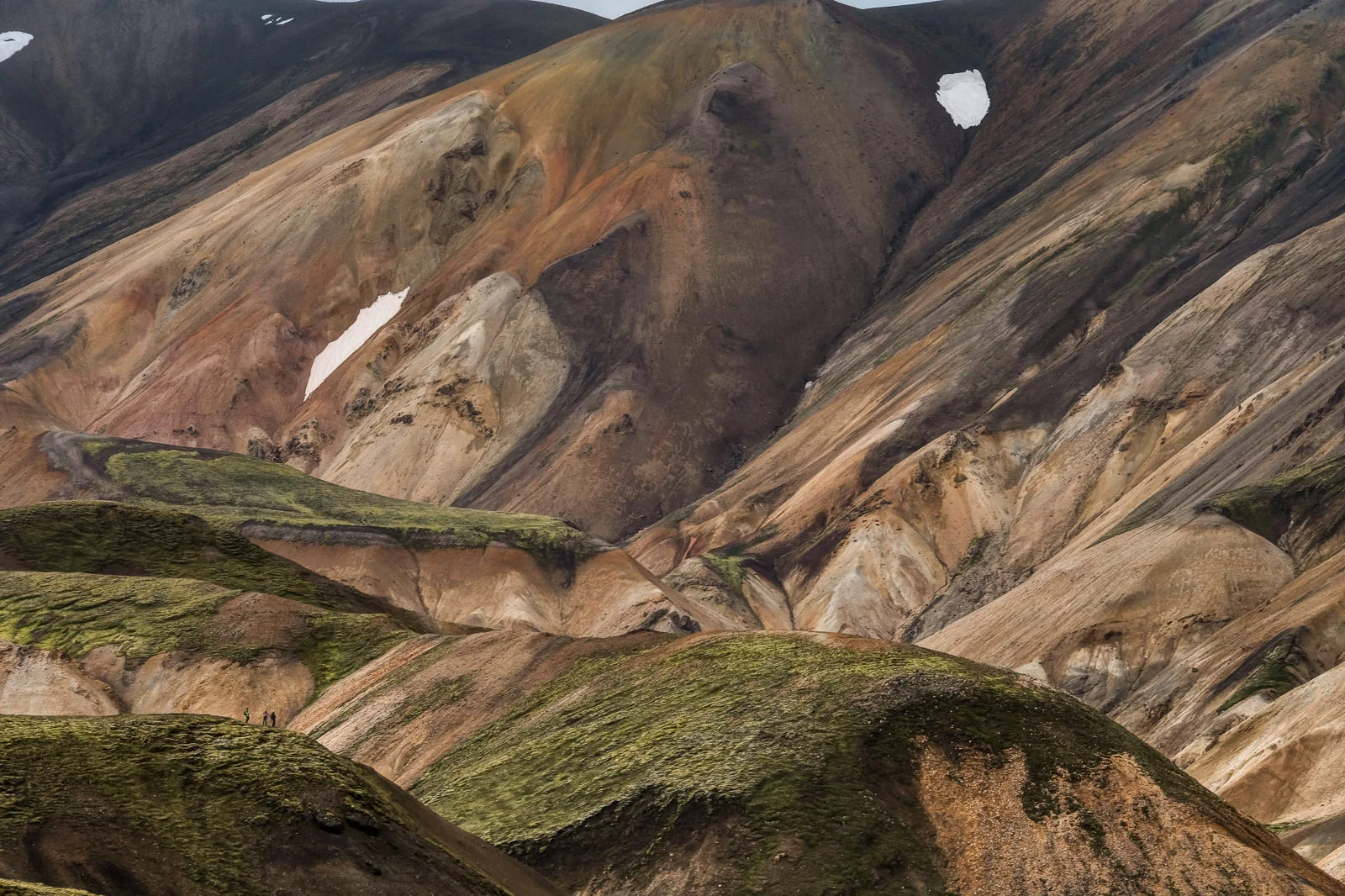 Landmannalaugar, tiny hikers (bottom left) for scale.