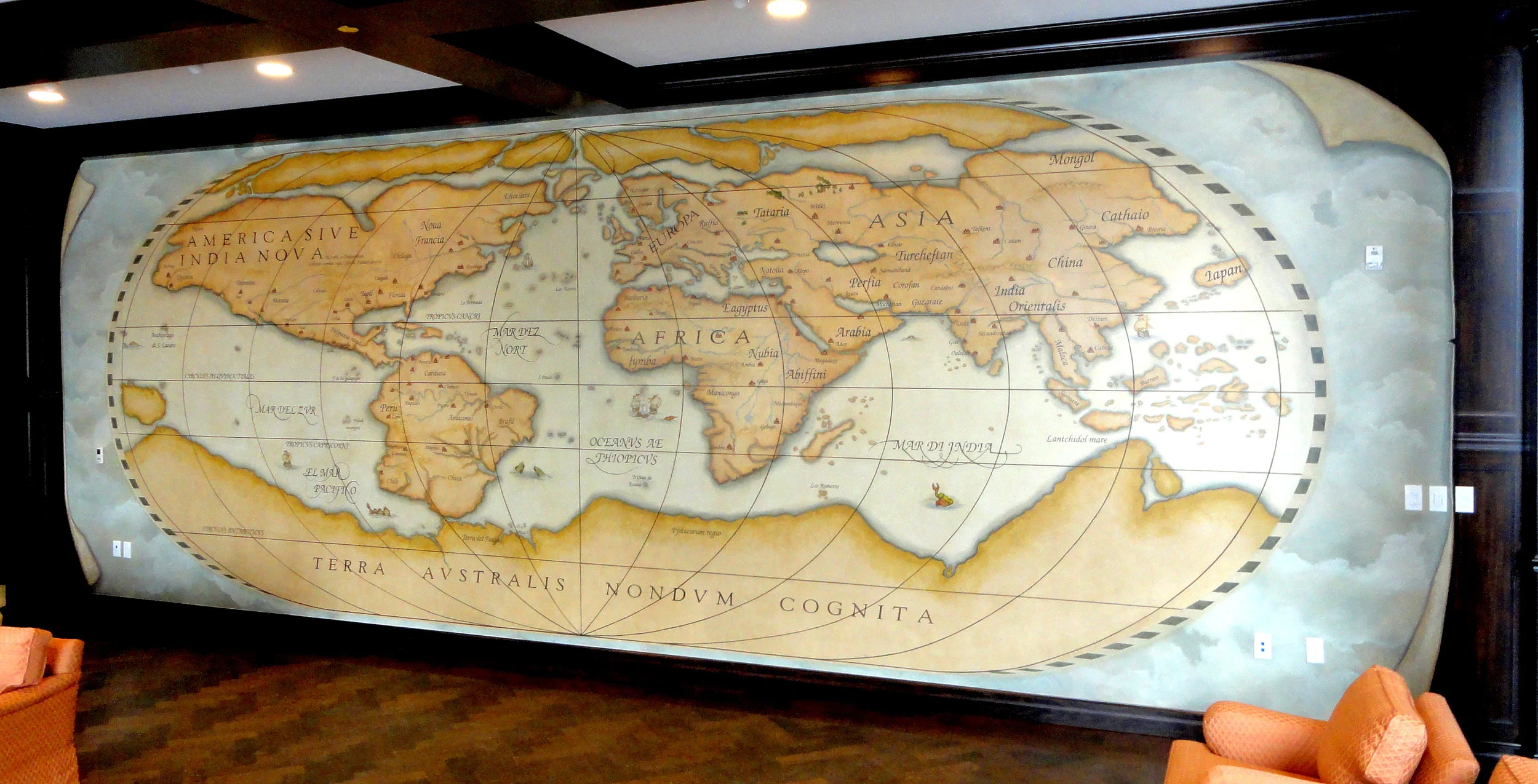 Map of the World circa 1564 - Foyer The Bruce Hotel, Stratford, Ontario, Canada