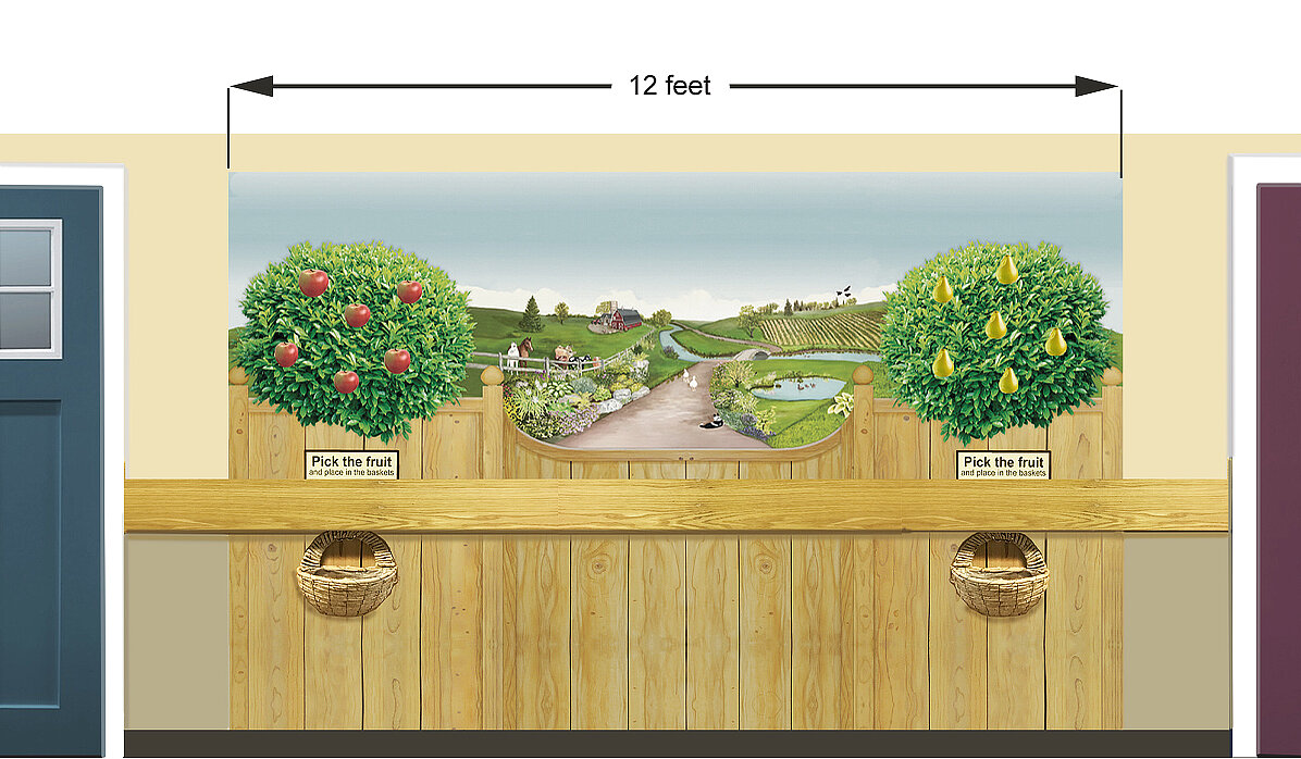 Farmyard Mural with fruit picking activity