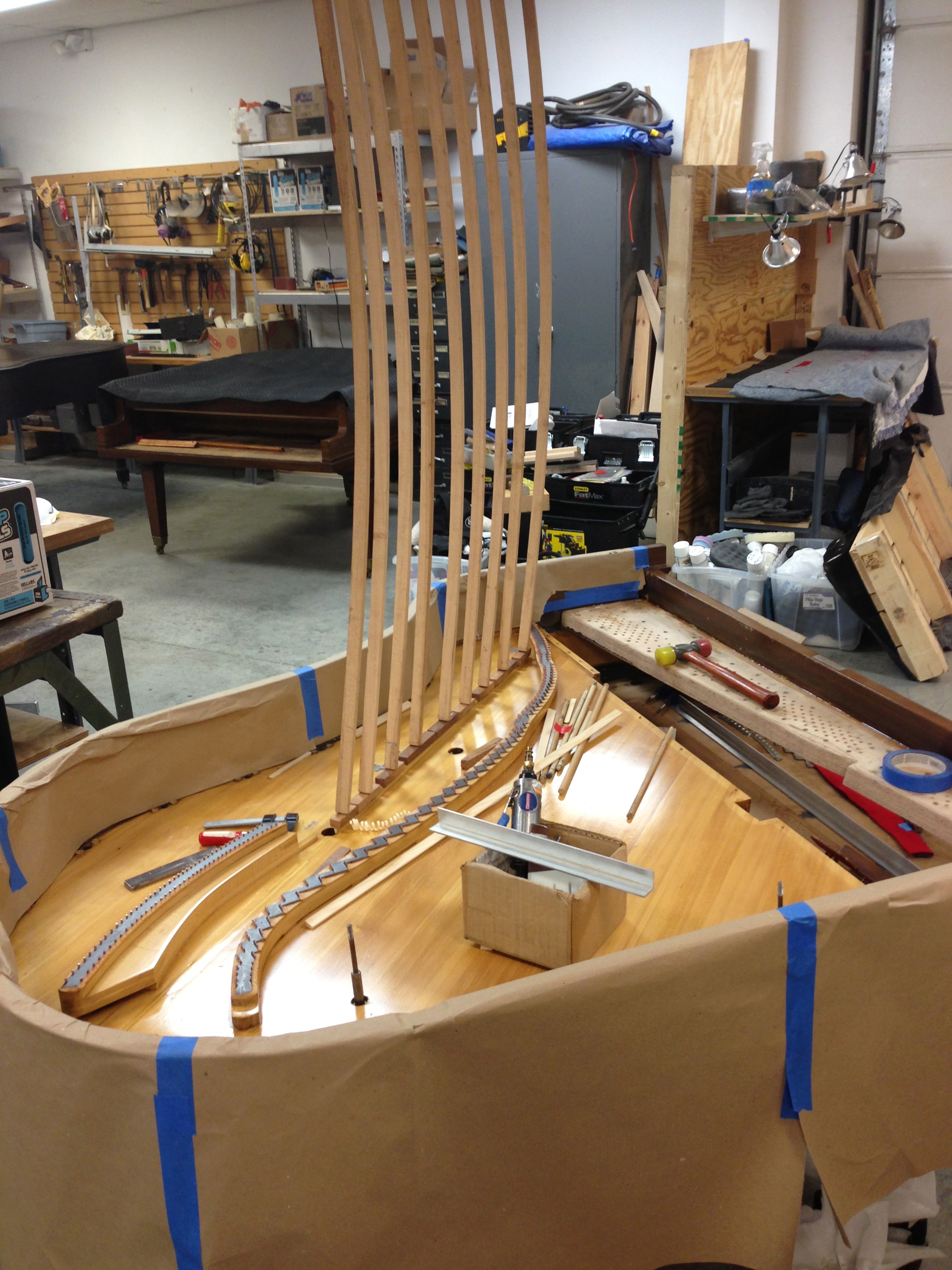 Shimming the Soundboard - Wide View