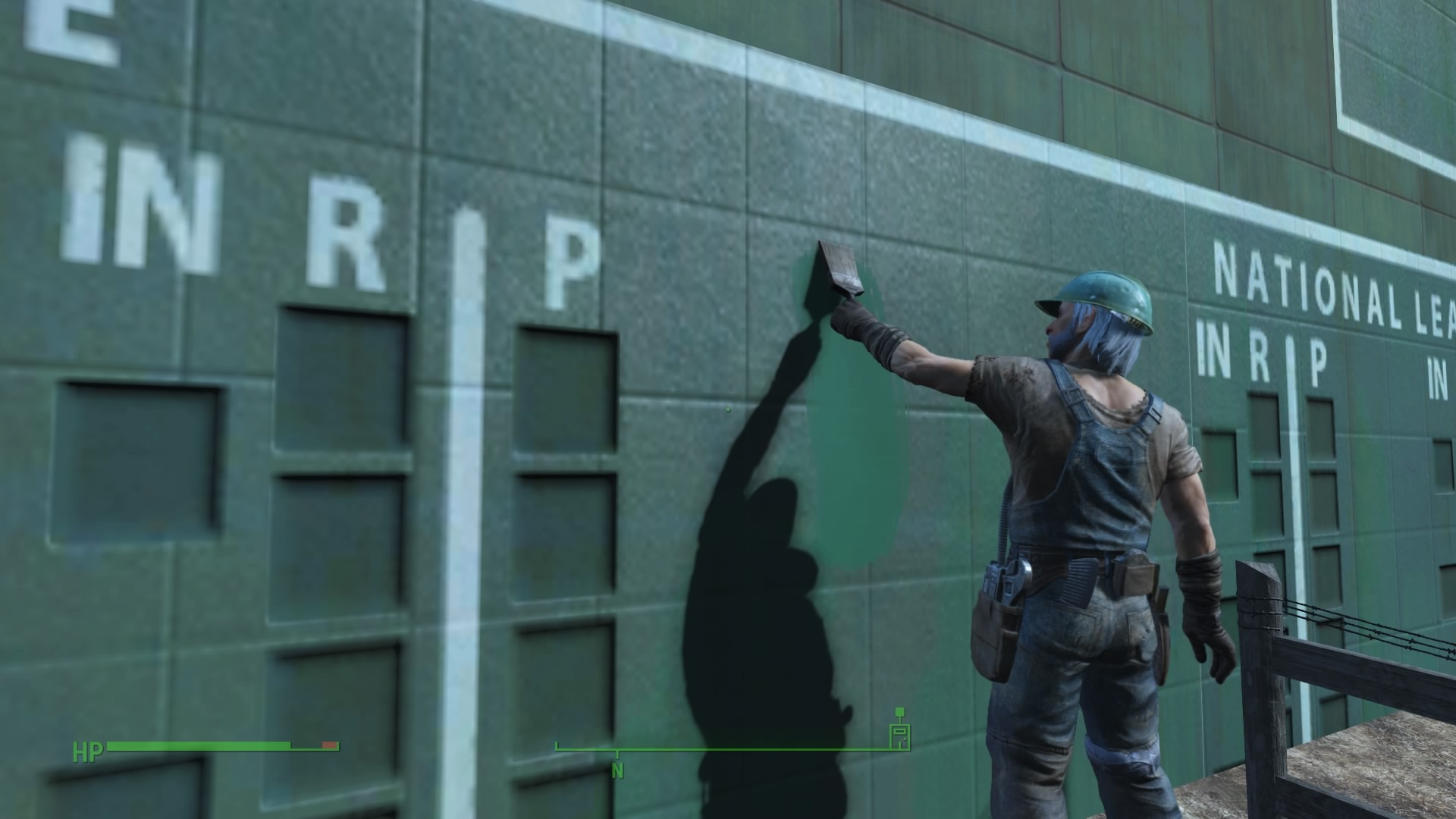 Im no baseball expert. But i believe this was the 'big green monster' that nick was talking about. Oddly enough there is a mission to retrieve green paint for this guy to restore the wall. 
