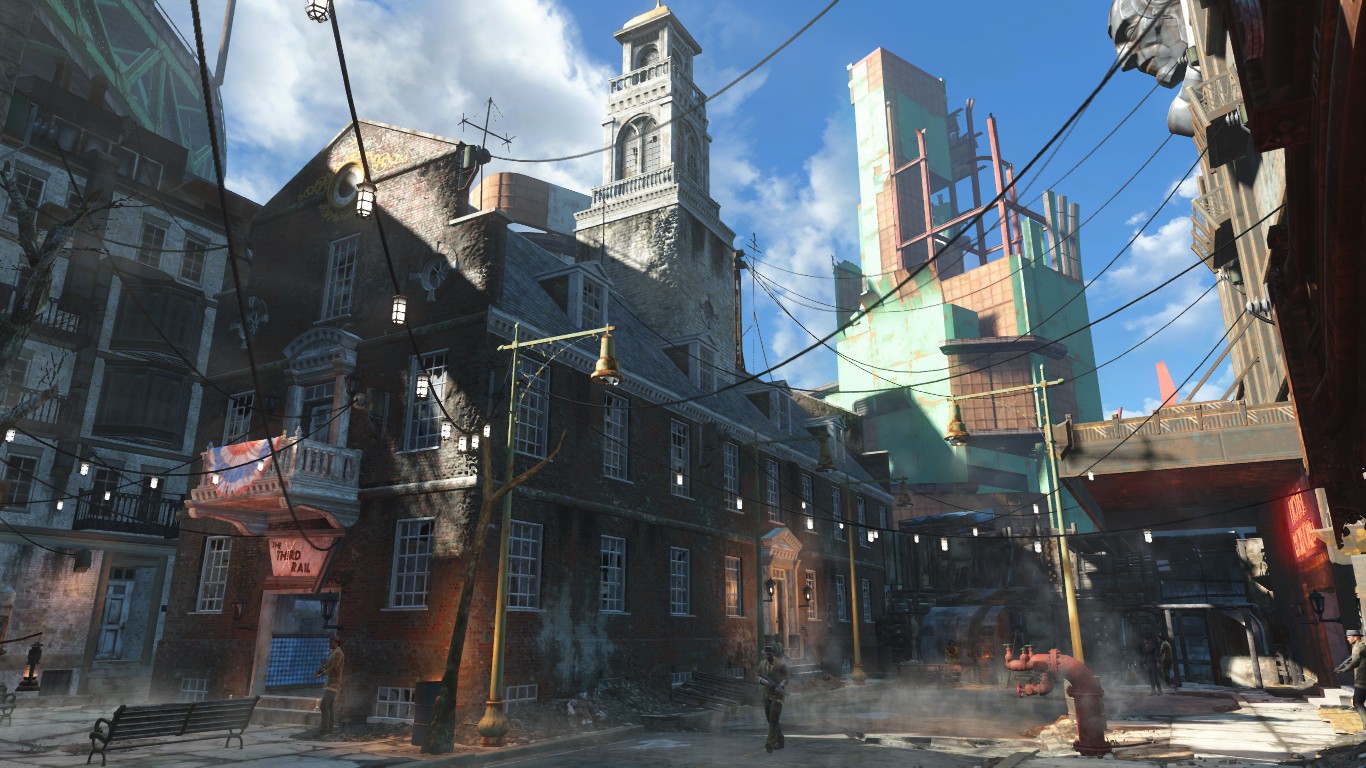 Oh it survived. Found my bro Hancock inside. The settlers built a city around the historic site called 'goodneighbour' 