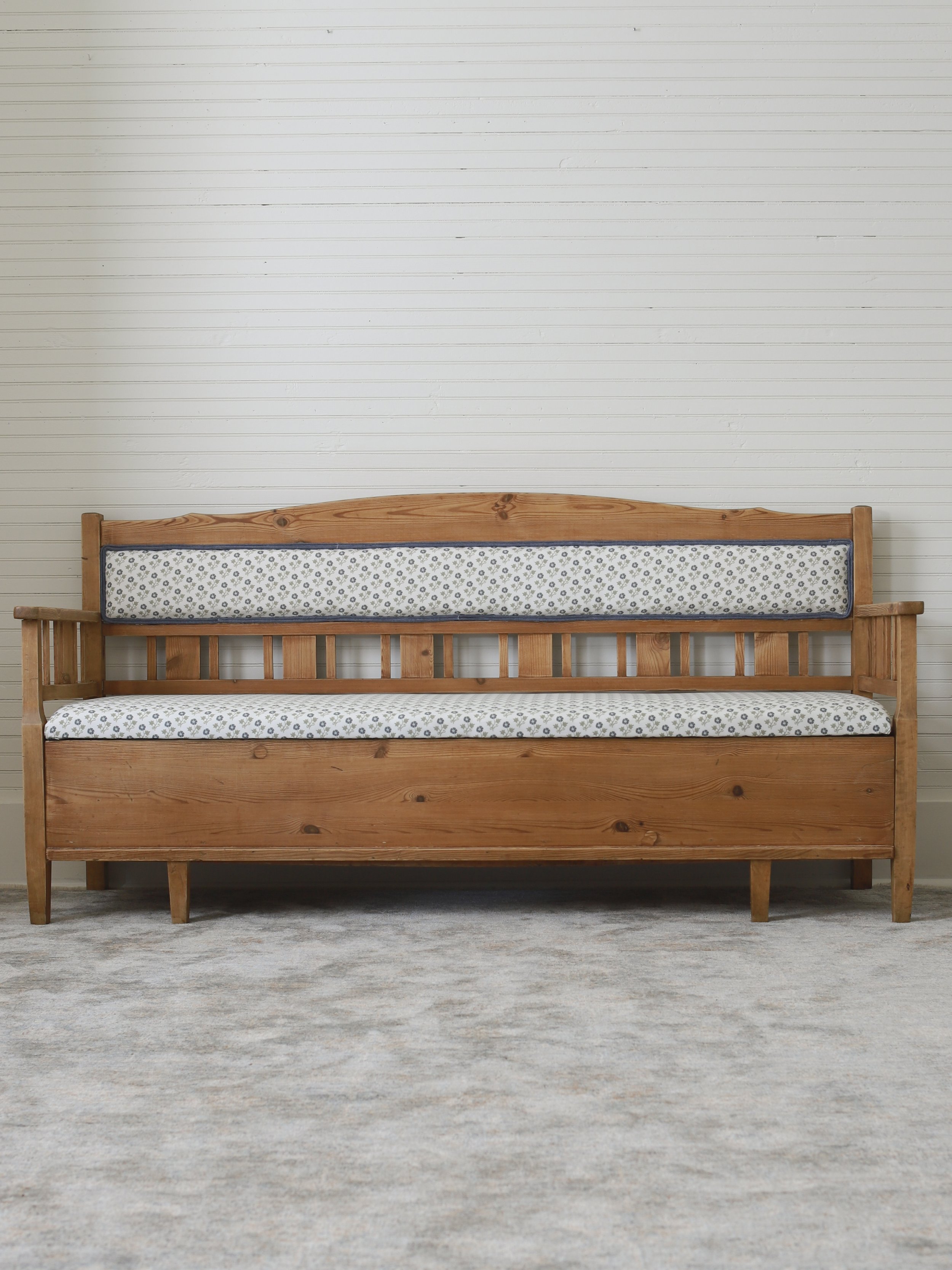 Antique Swedish Pine Storage Bench