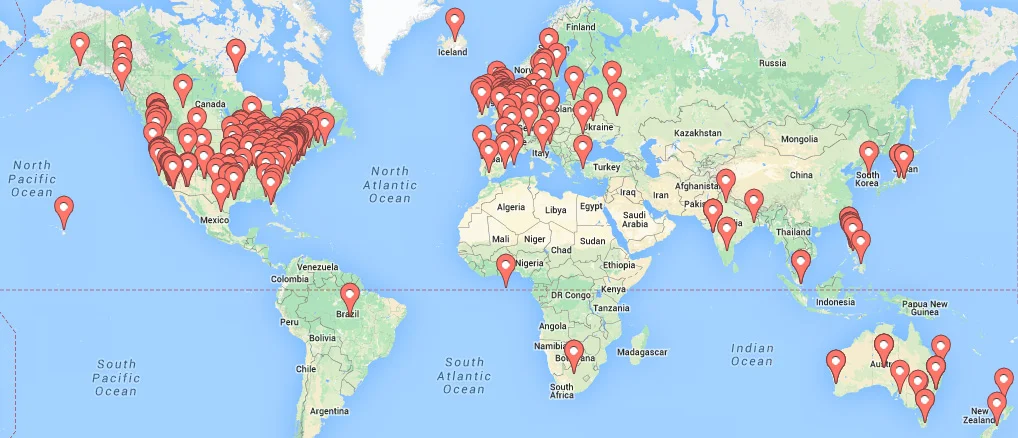 Map oflisteners and viewers.
