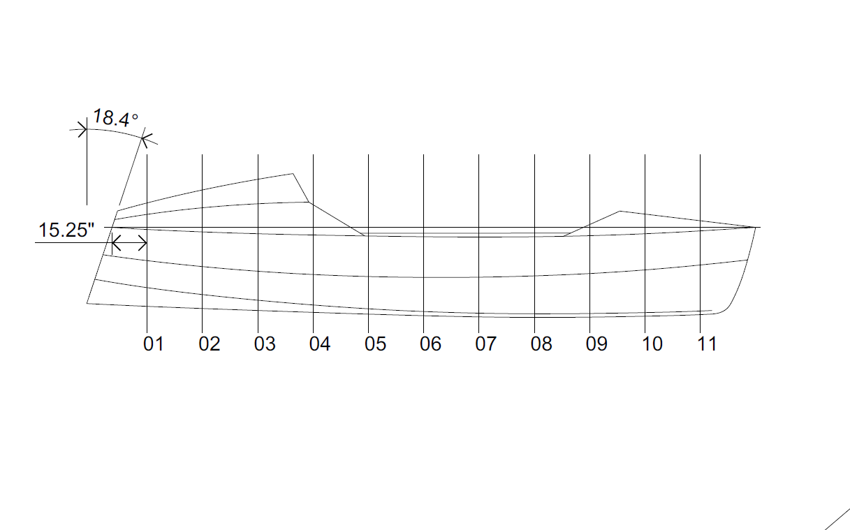 Digital cross sections of my plywood boat will help shape the hull of my new composite rowboat.