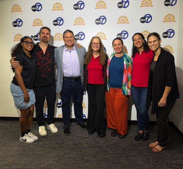 Dancers posing with Brian Van de Graaff and other WJLA staff after  we appeared on Good Morning Washington!