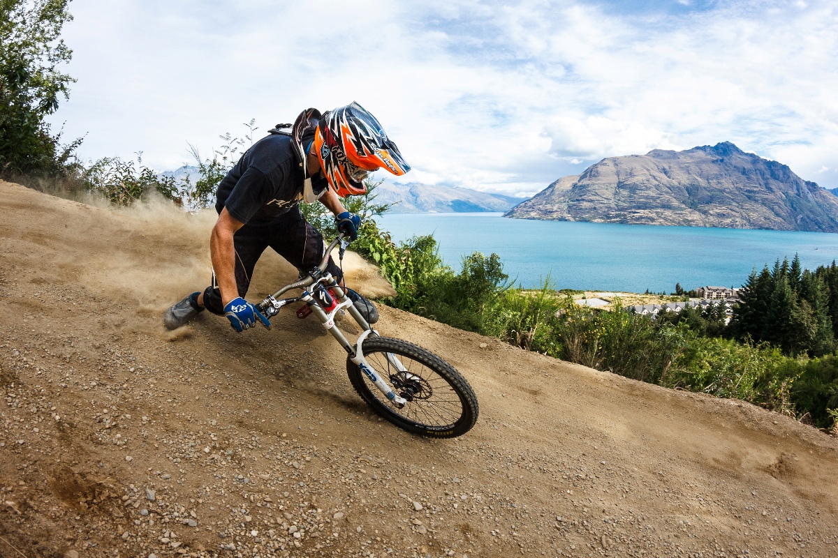 Queenstown Bike Park tracks with amazing lake and mountain views. Credit photographer Sean Lee_media