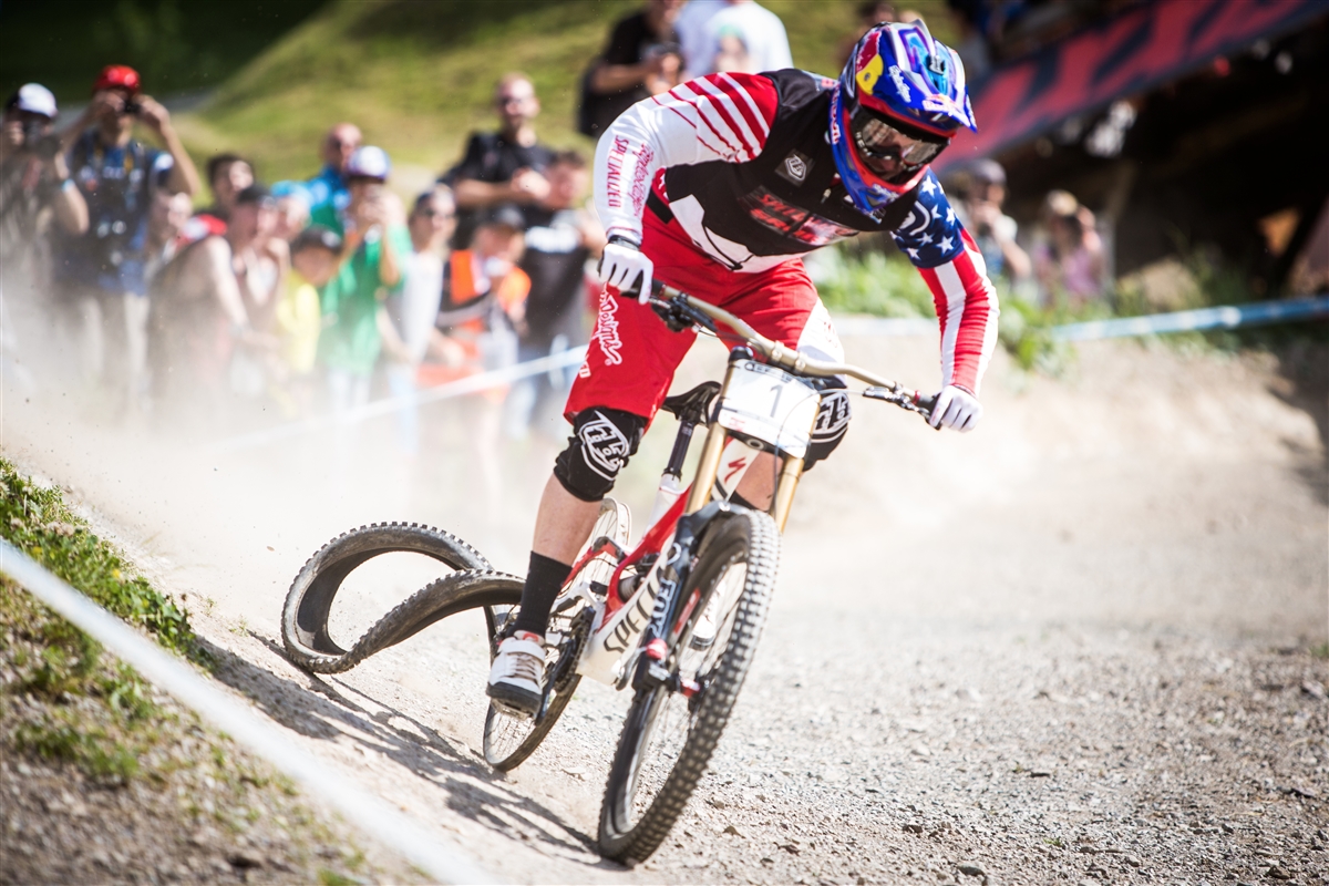 Leogang 2014 - fighting to the finish of his run without a rear tire.