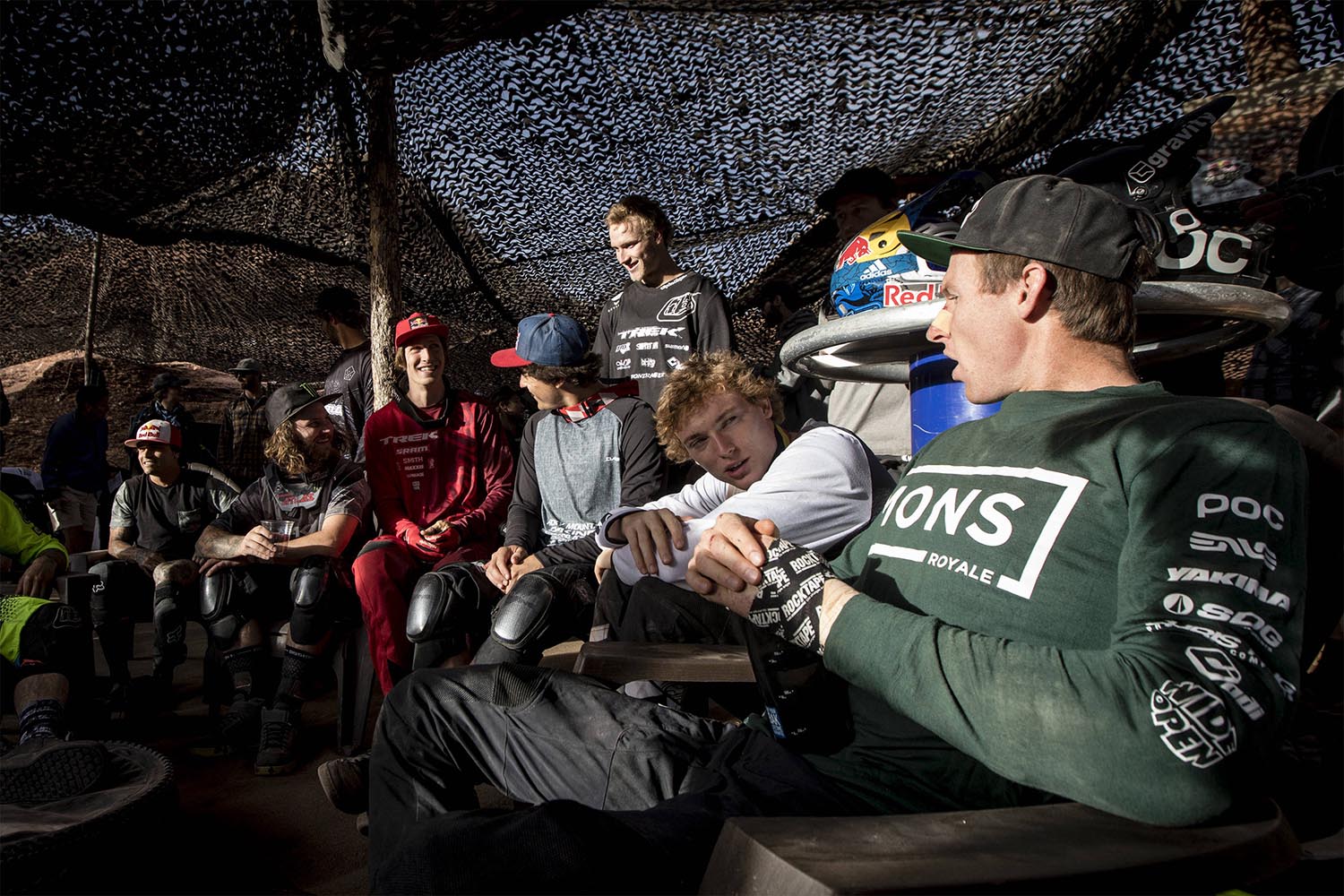 Relaxing with fellow competitors. Photo: Christian Pondella / Red Bull Content Pool
