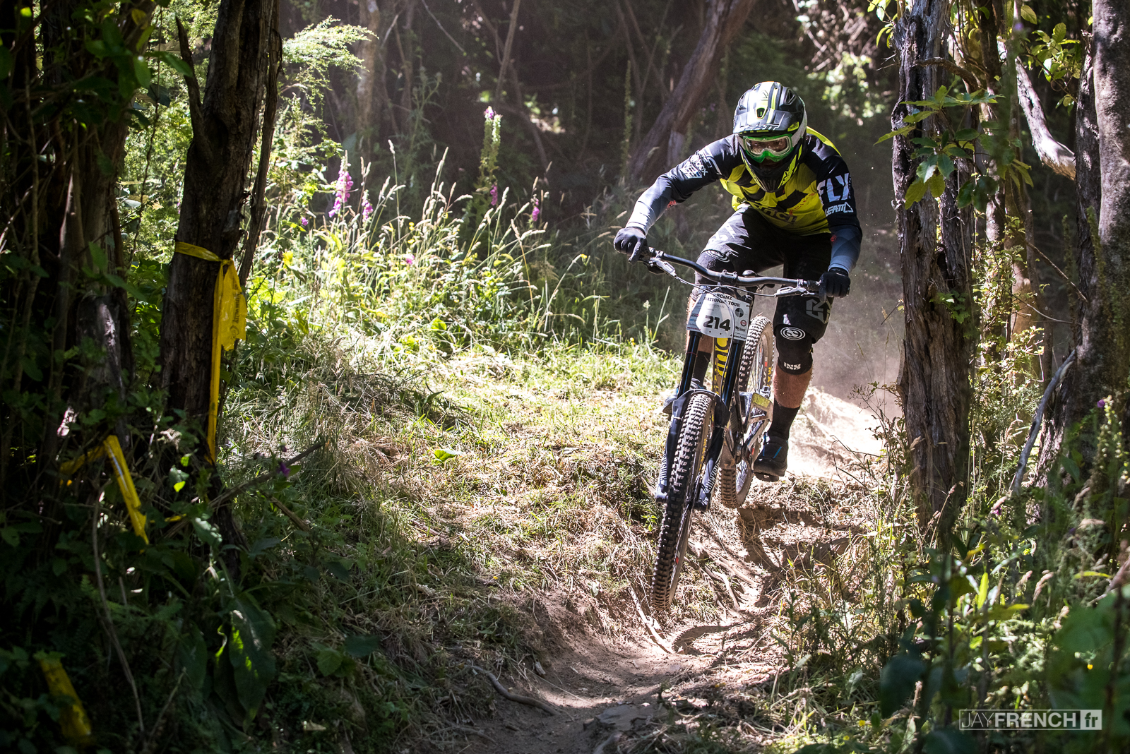 Riders dipped in and out of the sunlight all the way down the track