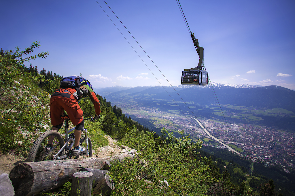Mountain biking above the city of Innsbruck