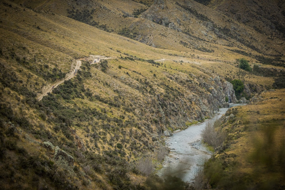 Riders traverse the hillside en route to Fairlie