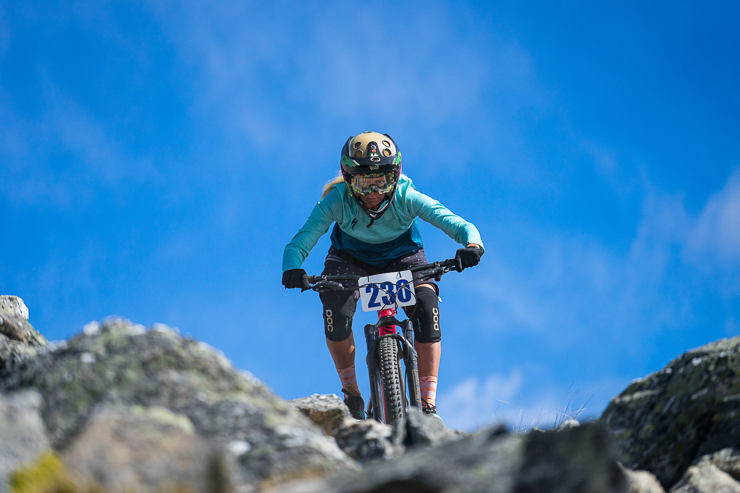 Eva showing what a trail bike can do