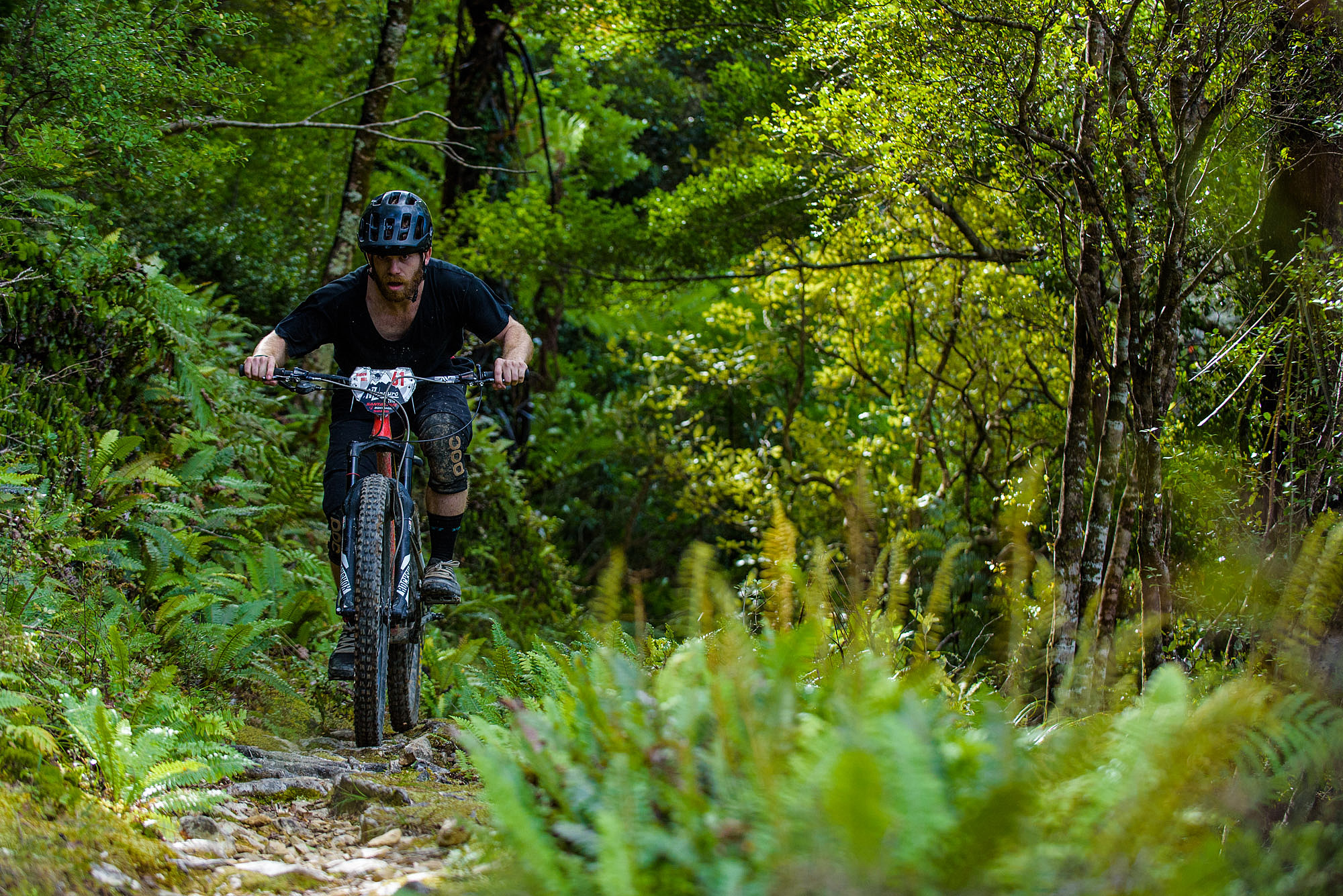 NZ enduro is hard.&nbsp;The stages are long and physical with big root-balls and pinball rocks. Mat Hunt and Odin Woods we're the only riders out of 140 game enough to ride hard tails. This is Mat Hunt trying to ignore the pain in his legs.&nbsp;