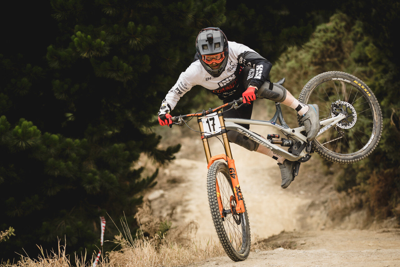 Bryn Dickerson at NZ DH Nationals.   Photo Cameron Mackenzie  At race pace during the New Zealand Downhill National Champs 2020