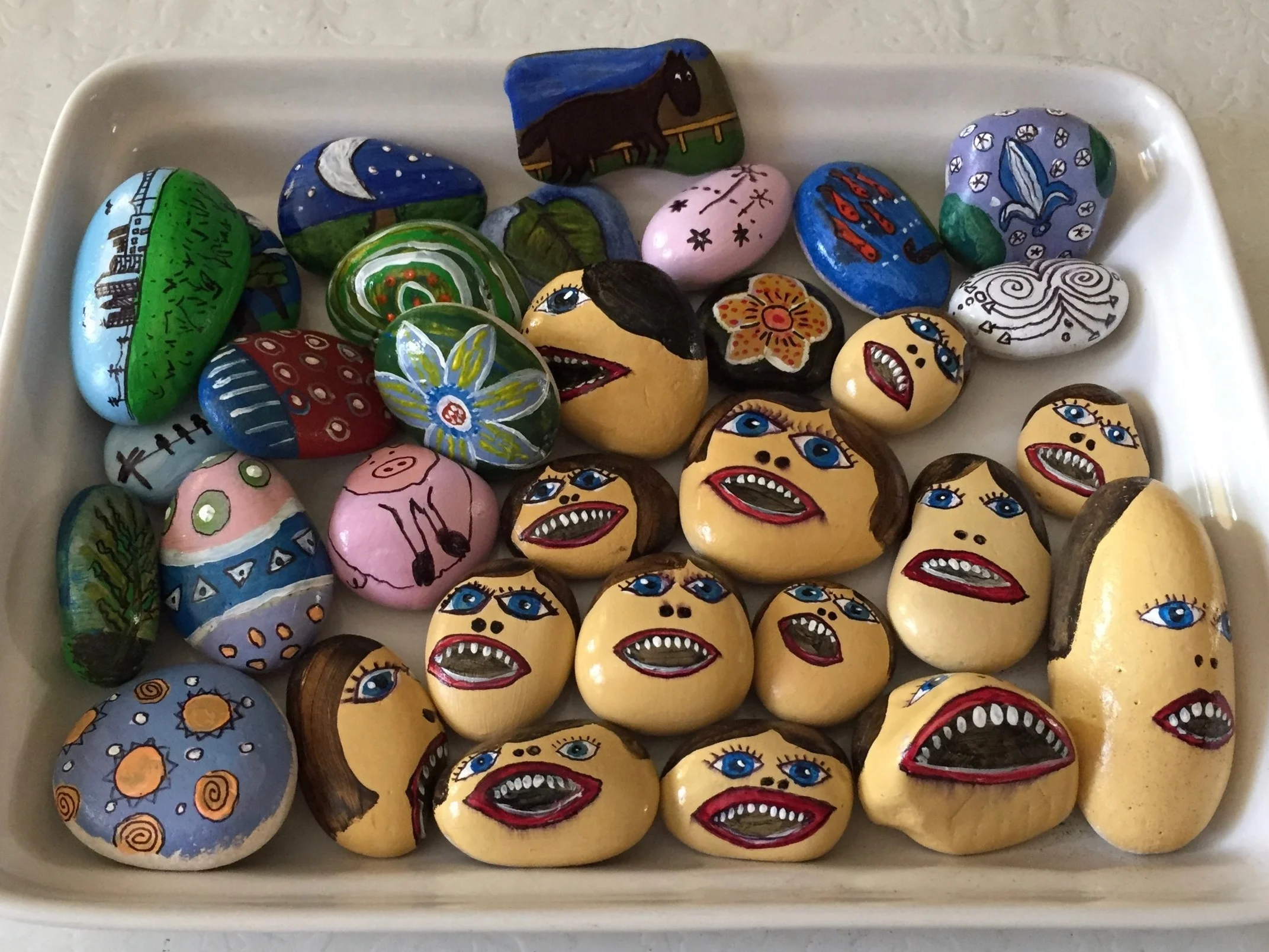 Rocks painted over the summer.