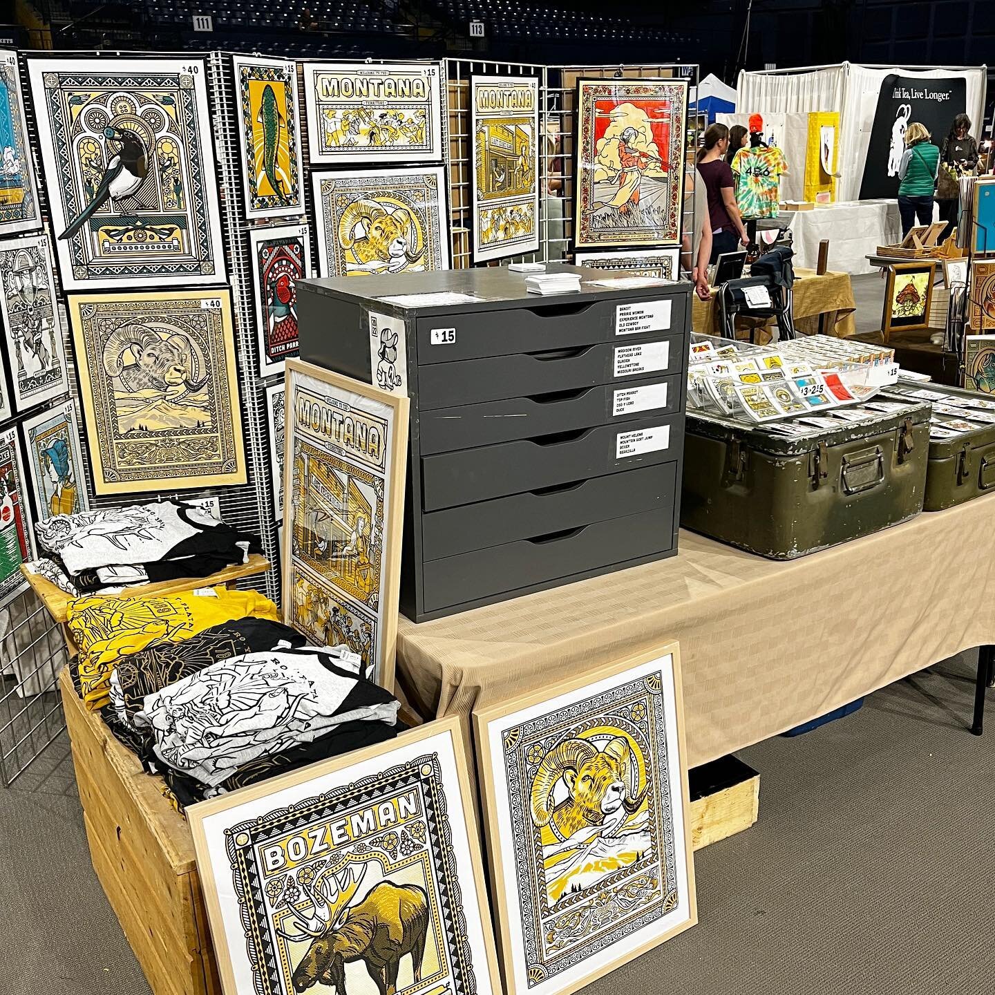 Come see me at the Brick! The @handmademt MadeFair from 10am-4pm with a 9-10am VIP #handmade #bozeman #poster #screenprinting #montana #mt #406 #montanaartist #veteranartist