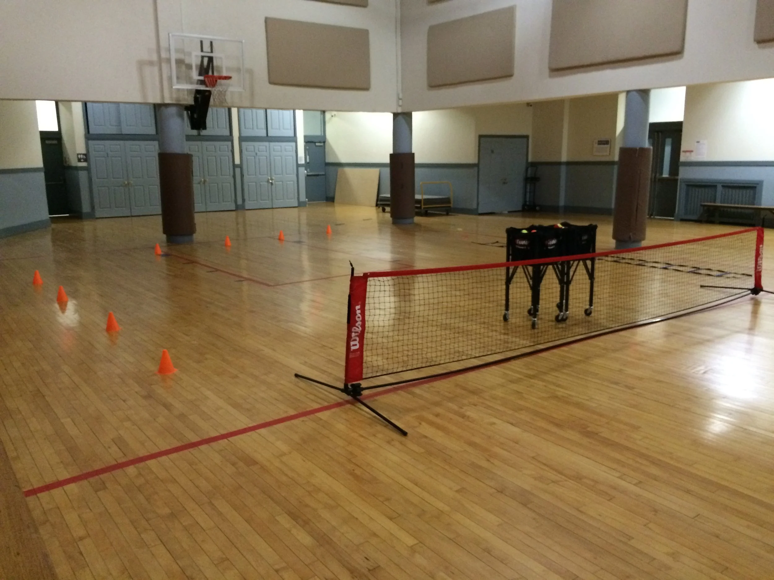  HOPES Rue Gymnasium   Address: 301 Garden St., Hoboken  ‘HOPES’ has been our main Hoboken location since 2015! Conveniently located downtown in a classic hardwood gym setting, we use (2) kids nets with 4 kids each to their own coach. 