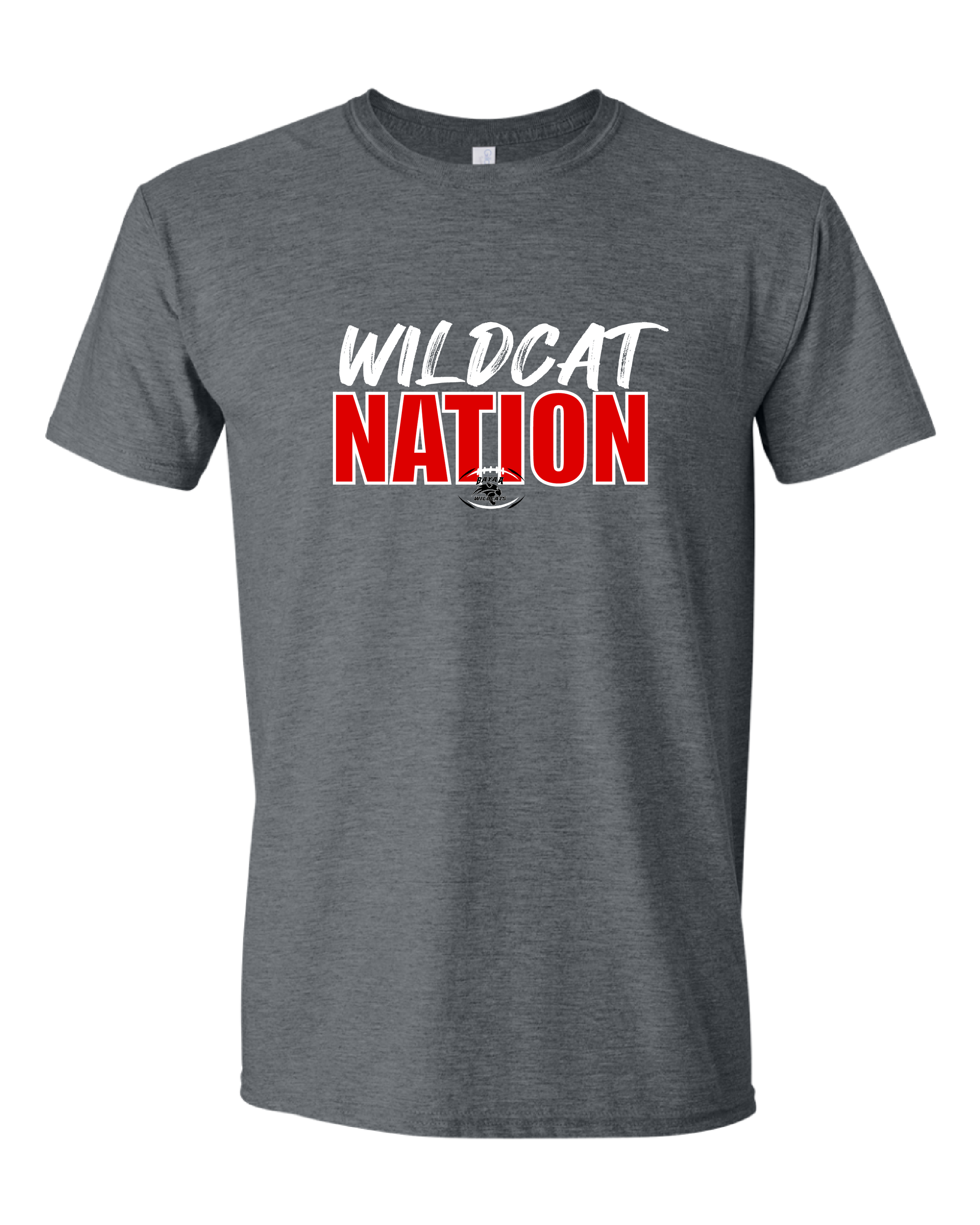 GREY WILDCAT NATION FOOTBALL TEE (WITH NAME & NUMBER)