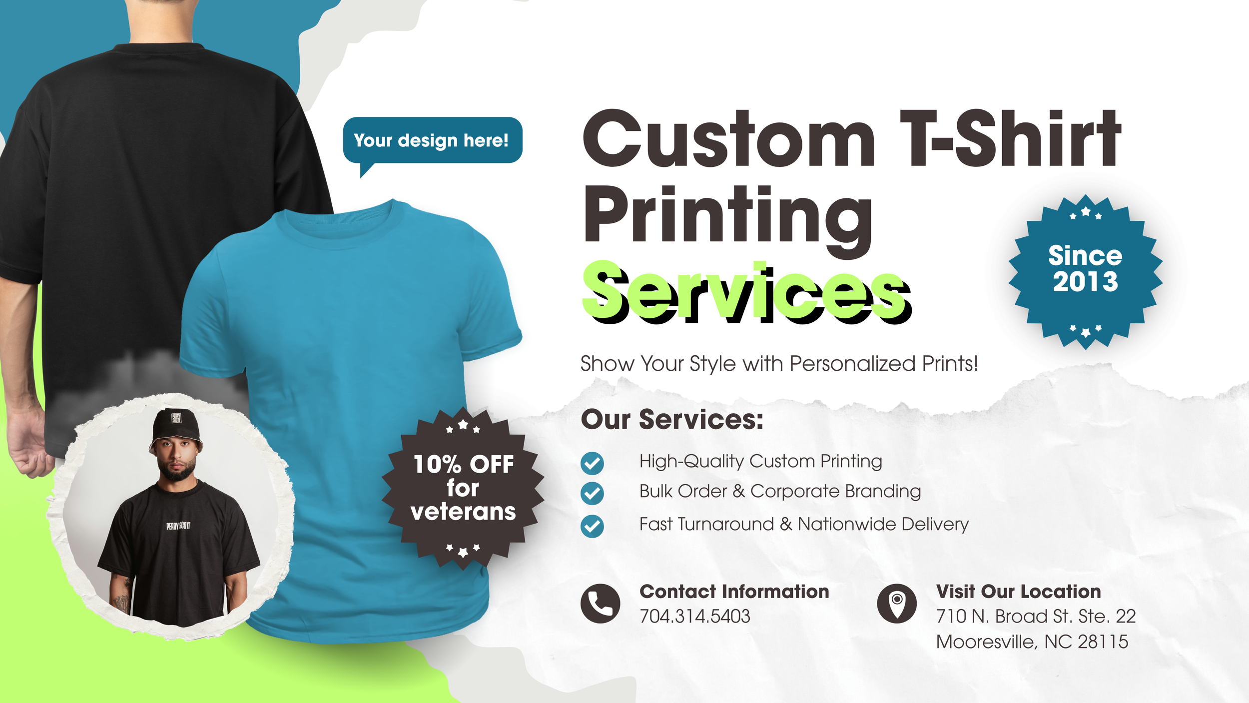 Blue and Black Modern Custom T-Shirt Printing Services Twitter Post.png