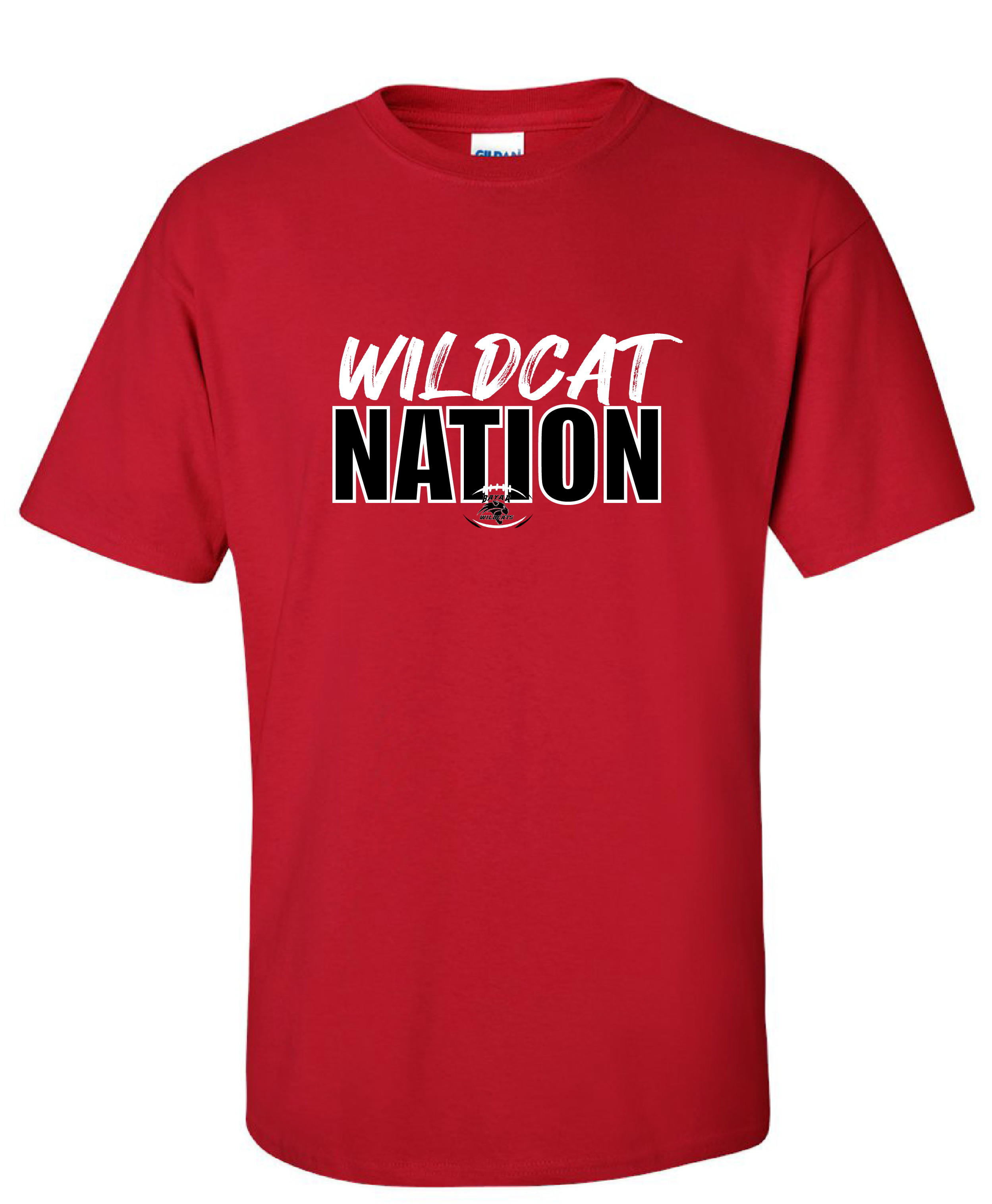 RED WILDCAT NATION FOOTBALL TEE (FRONT ONLY)