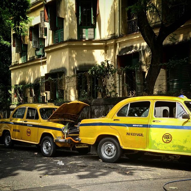 Yellow yellow ambassador fellow #nagarnagar #yellowcabs in #calcutta #streetsofindia #kolkatadiaries #ambassador #India #_soi #oldcalcutta #vintage