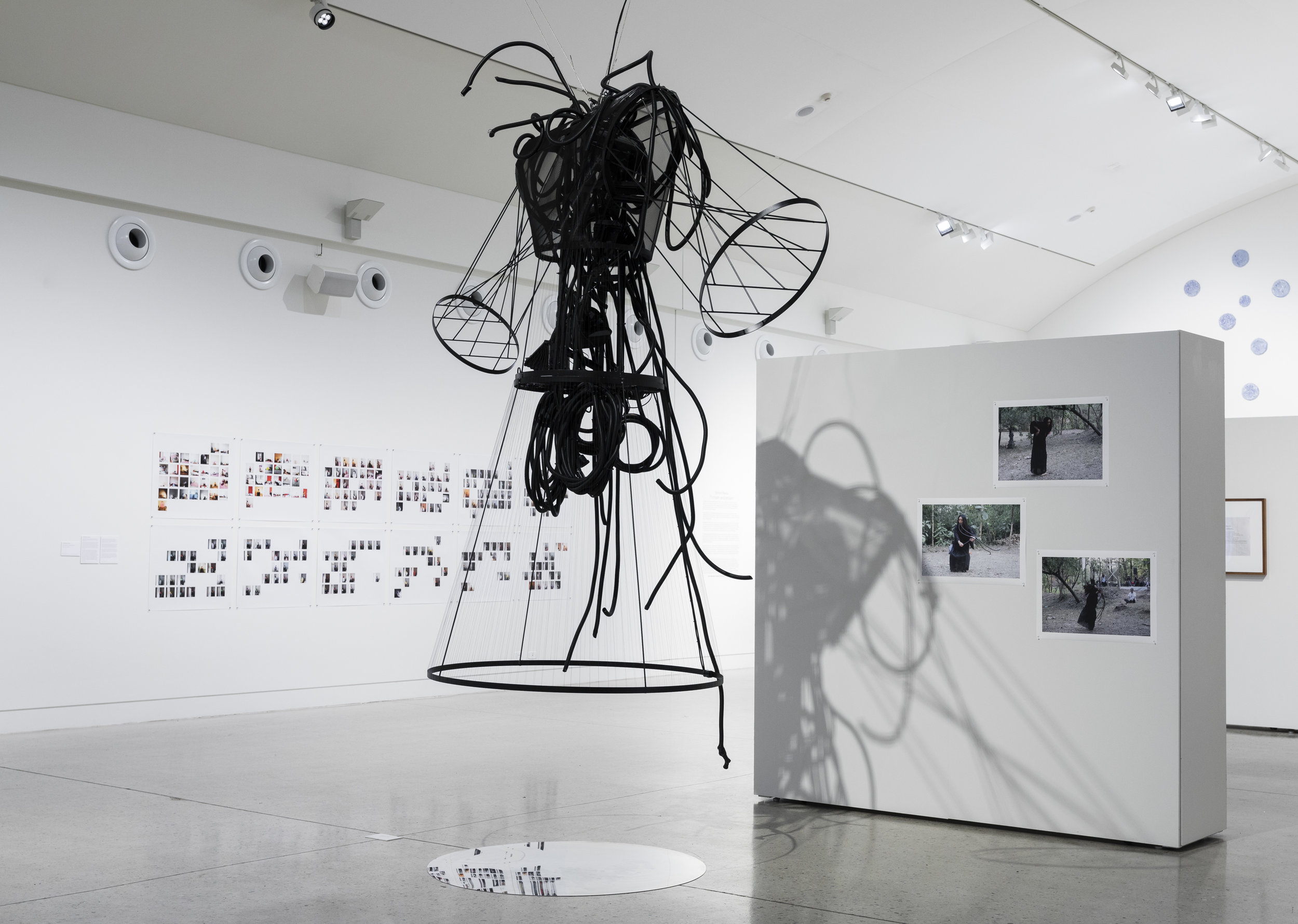 SFTB #1 performance-sculptural installation, with every breath group exhibition curated by Rilka Oakley, Blue Mountains City Gallery Photo: Silversalt photography