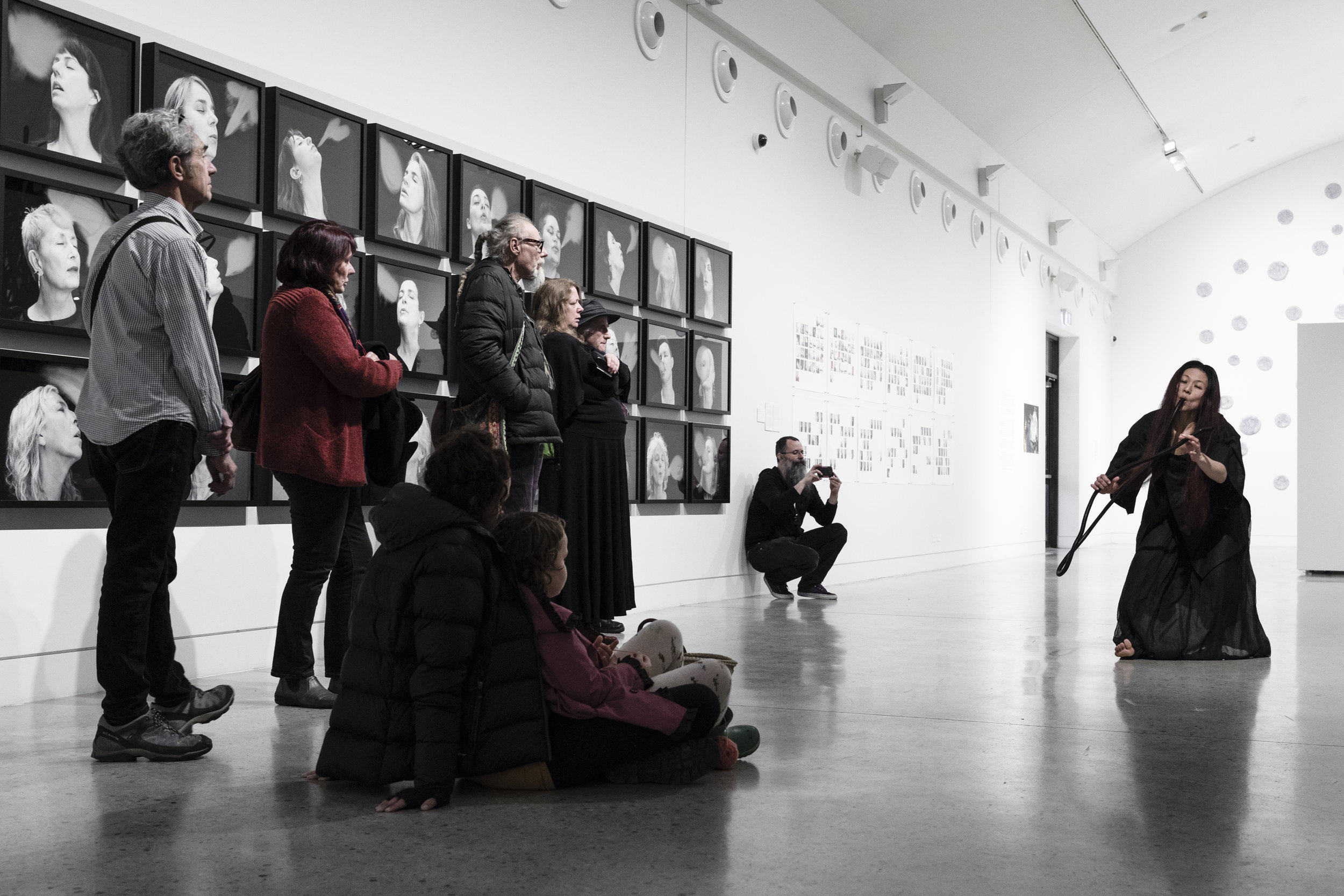 SFTB #1 performance-sculptural installation, with every breath group exhibition curated by Rilka Oakley, Blue Mountains City Gallery Photo: David Brazil