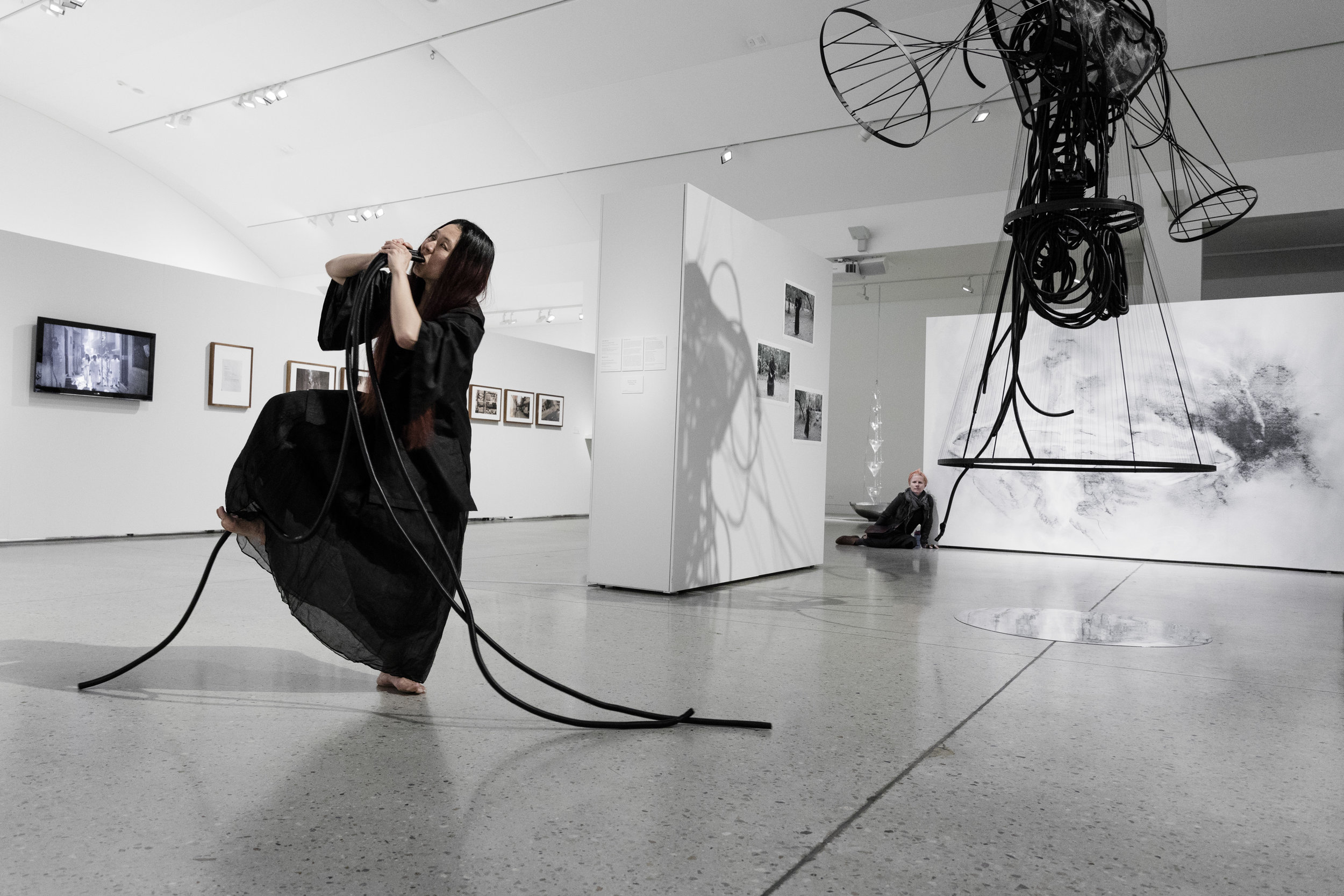 SFTB #1 performance-sculptural installation, with every breath group exhibition curated by Rilka Oakley, Blue Mountains City Gallery Photo: Silversalt photography