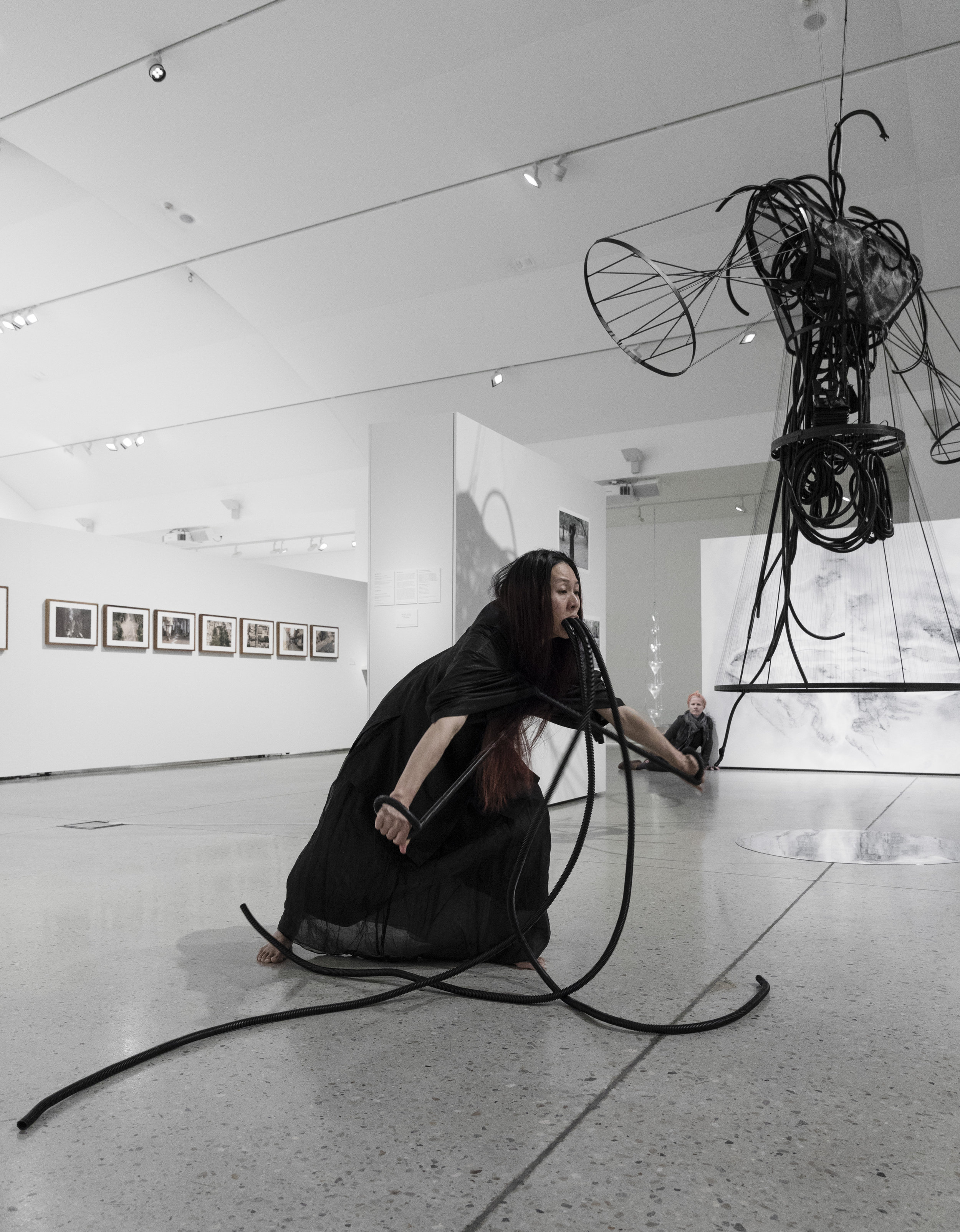 SFTB #1 performance-sculptural installation, with every breath group exhibition curated by Rilka Oakley, Blue Mountains City Gallery Photo: Silversalt photography